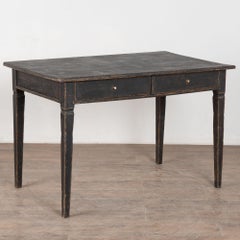 Late 19th Century Swedish Black Painted Pine Two-Drawer Table