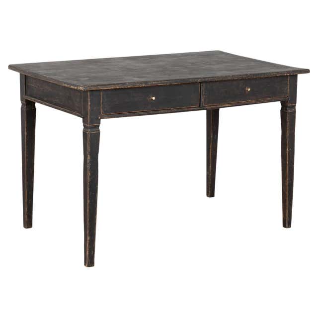 Small Rustic Antique Country House Black Table in Gustavian Style with ...