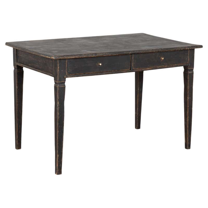 Small Rustic Antique Country House Black Table in Gustavian Style with ...
