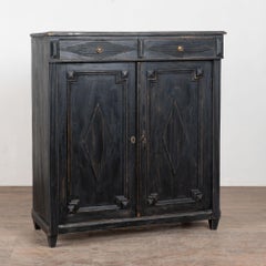 Late 19th Century Swedish Black Painted Sideboard with Fluted Diamond Carving