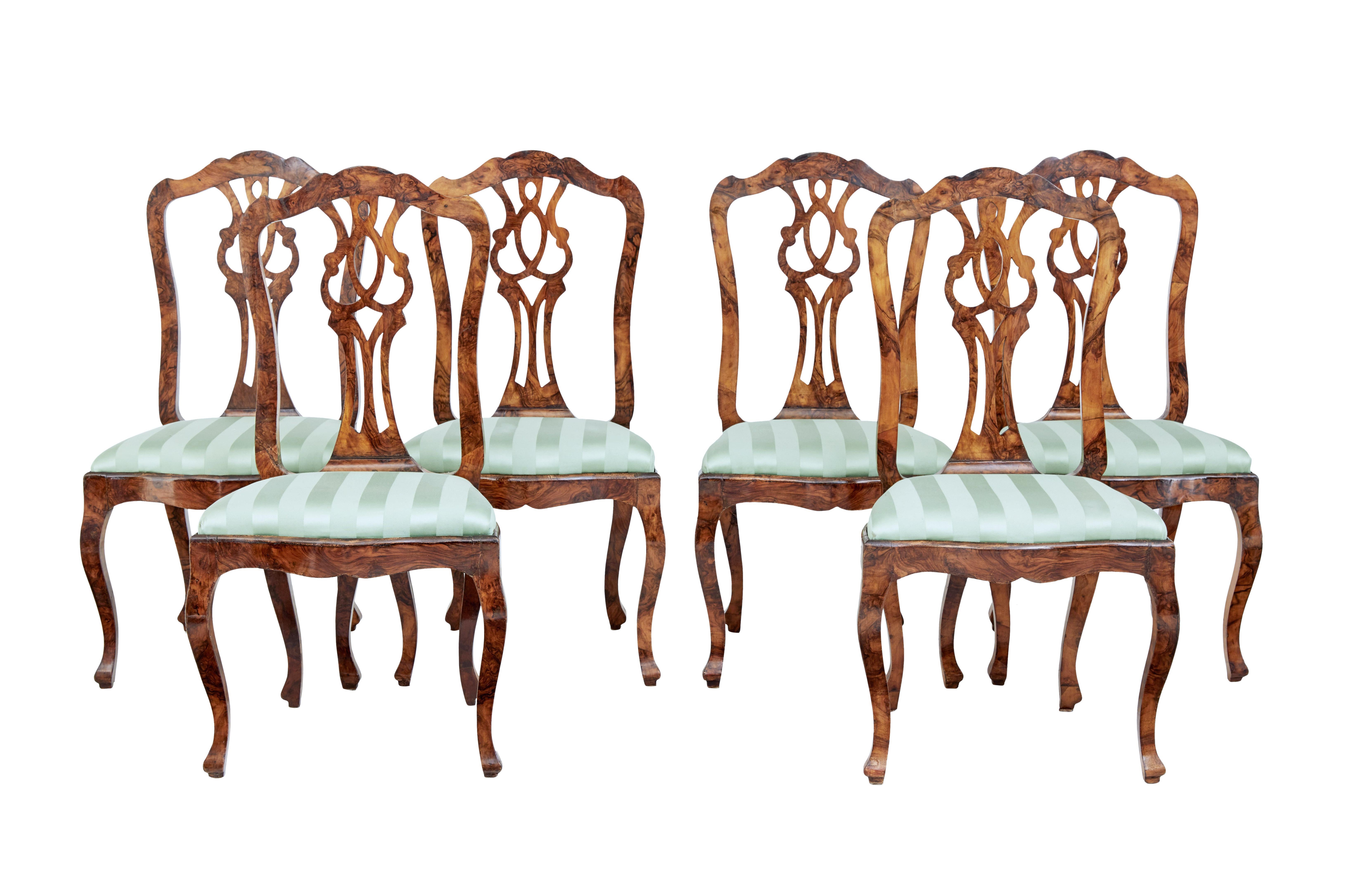 Late 19th Century Swedish Burr Walnut Dining Table and 6 Chairs 4