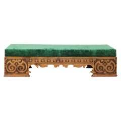 Late 19th Century Swedish Carved Pine Bench