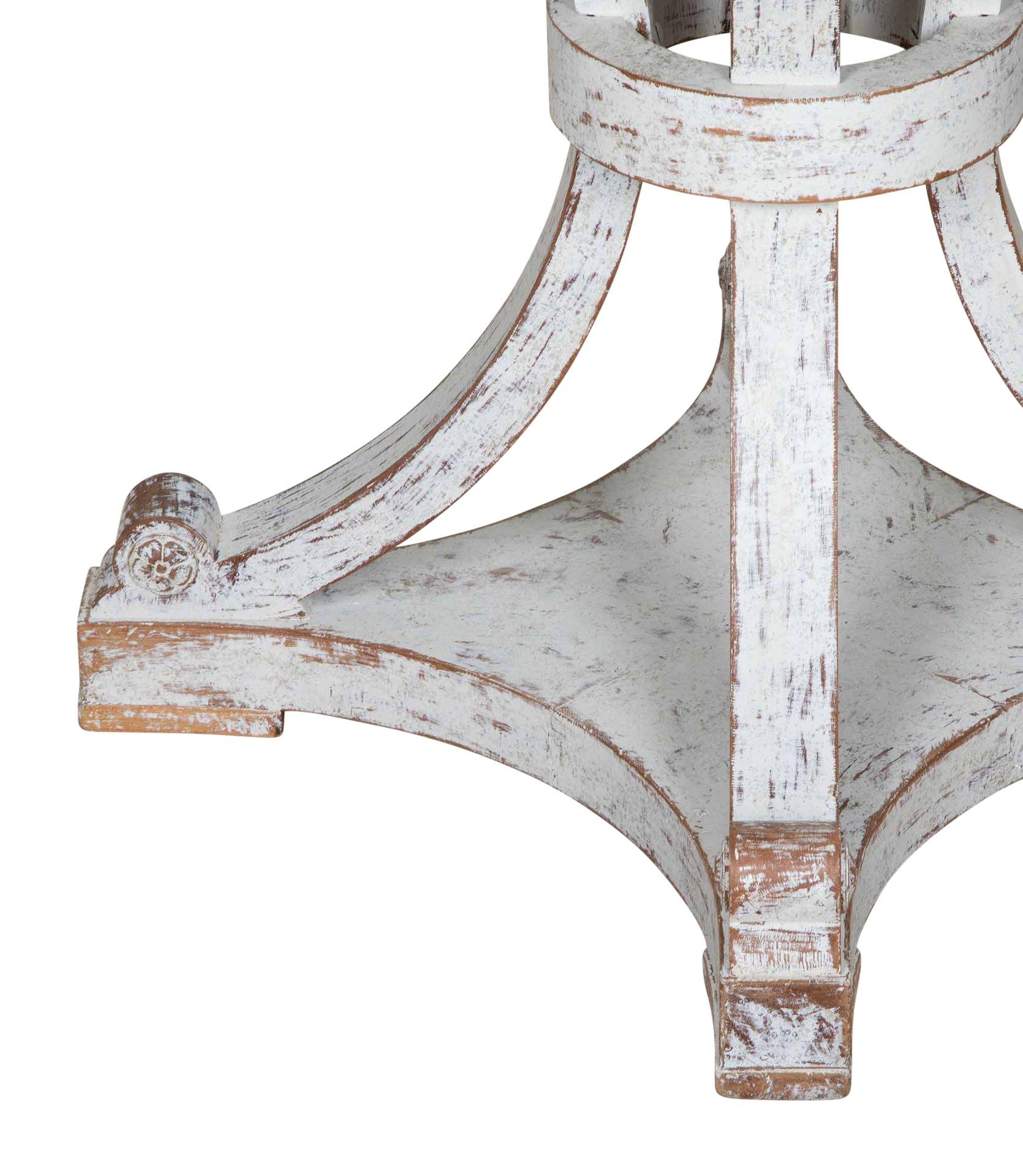 Late 19th Century Swedish centre table.
With an unusual decorative base and repainted in soft grey.
Circa 1900.