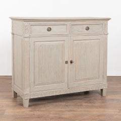 Schwedisches Sideboard im Gustavianischen Stil, grau bemalt, Ende 19.