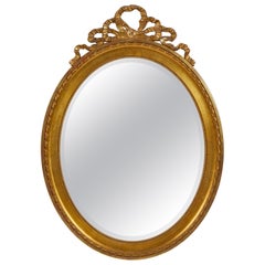 Antique Late 19th Century Swedish Gustavian Oak Oval Mirror