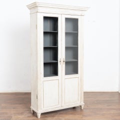 Late 19th Century Swedish Gustavian Style White Bookcase Cabinet