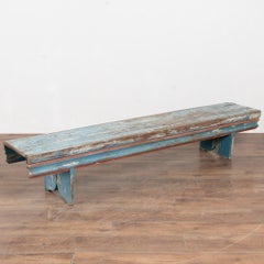 Late 19th-Century Swedish Original Blue Painted Bench