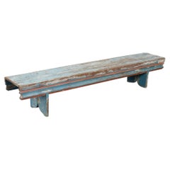 Late 19th-Century Swedish Original Blue Painted Bench