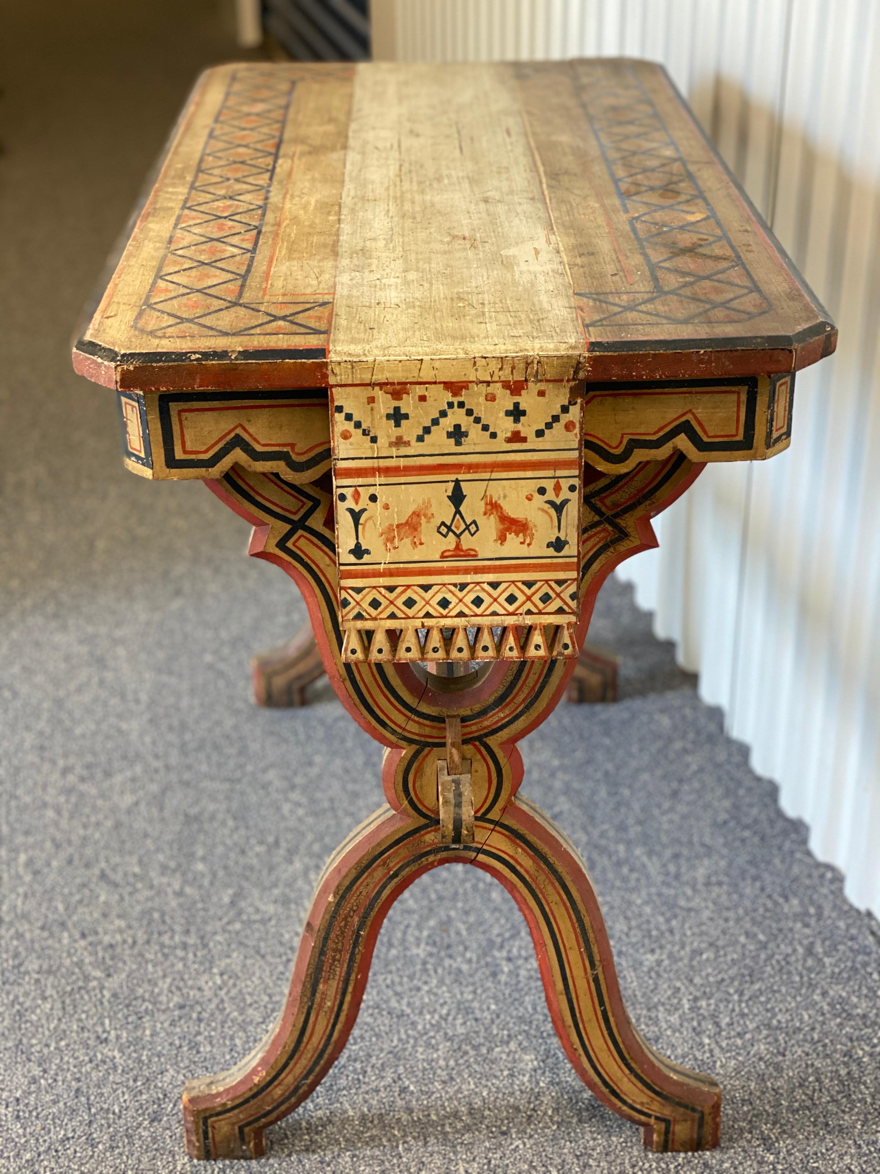 Hand-Carved Late 19th Century Swedish Painted Console Table