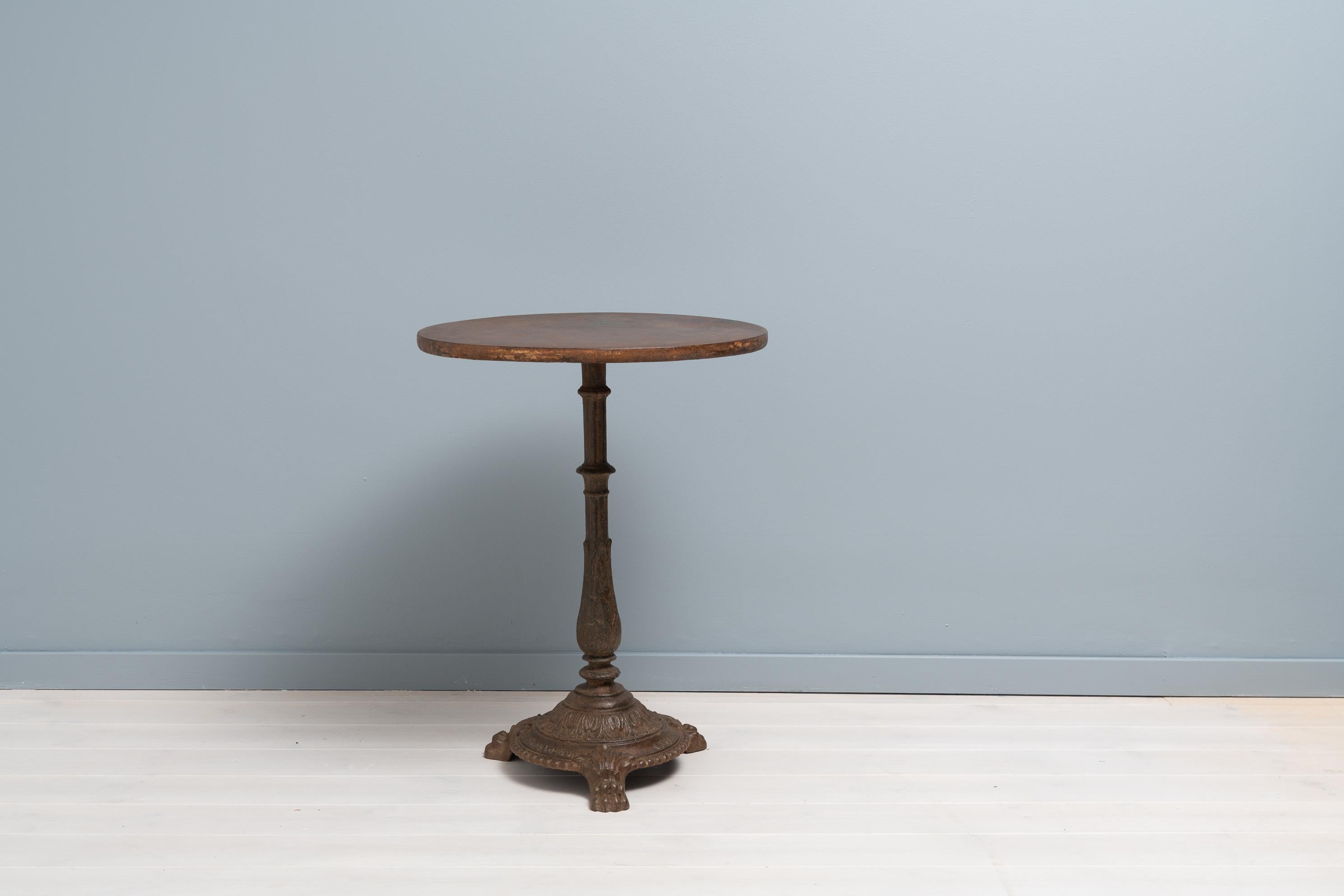 Rustic Late 19th Century Swedish Round Solid Cast Iron Table For Sale