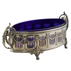 Late 19th Century Swedish Sterling Silver Jardiniere, Cobalt Blue Glass Insert