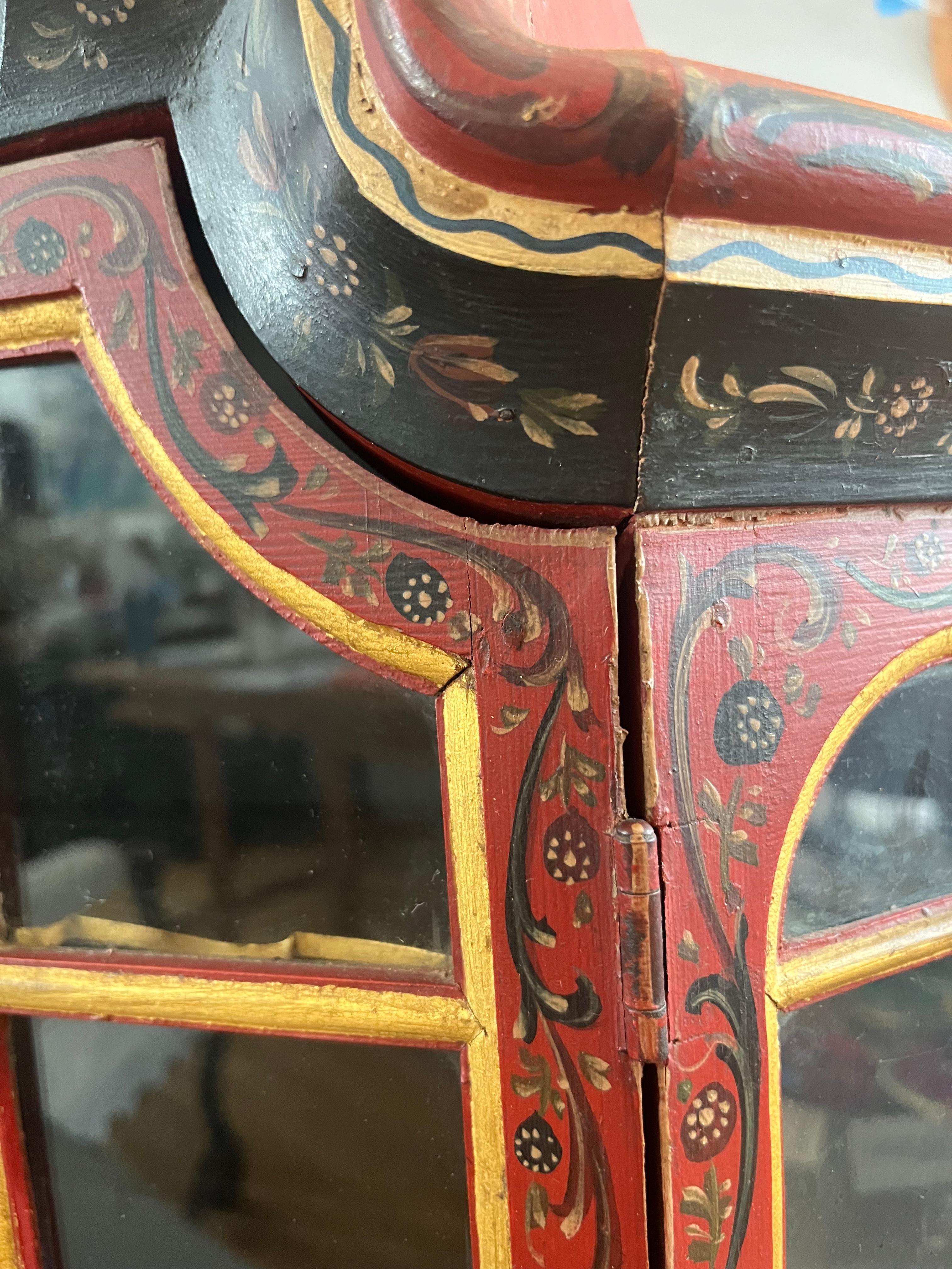 Glazed Late 19th Century Swiss Provincial Painted Cabinet For Sale