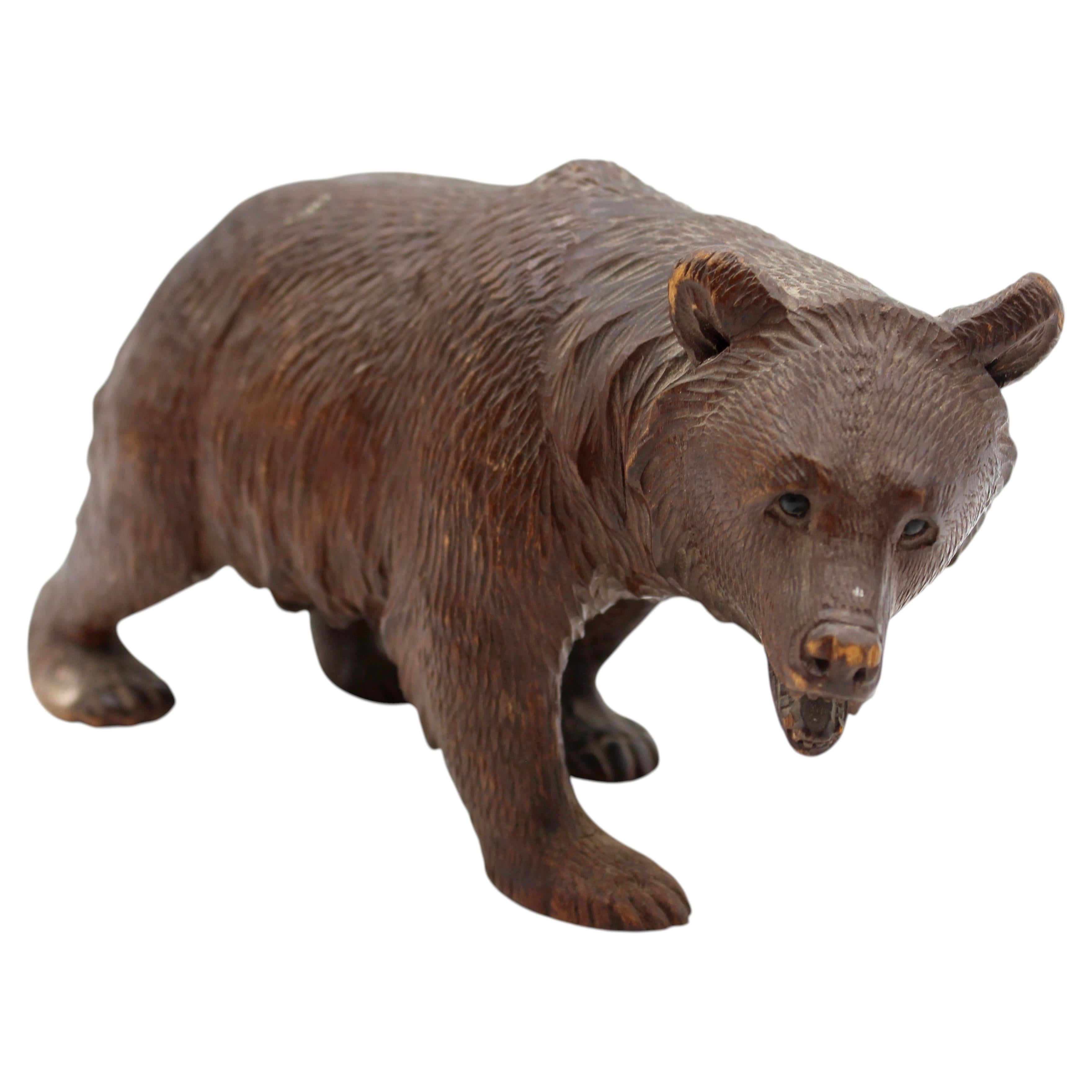 Late 19th Century Swiss Small-Medium Size Strolling Black Forest Bear
