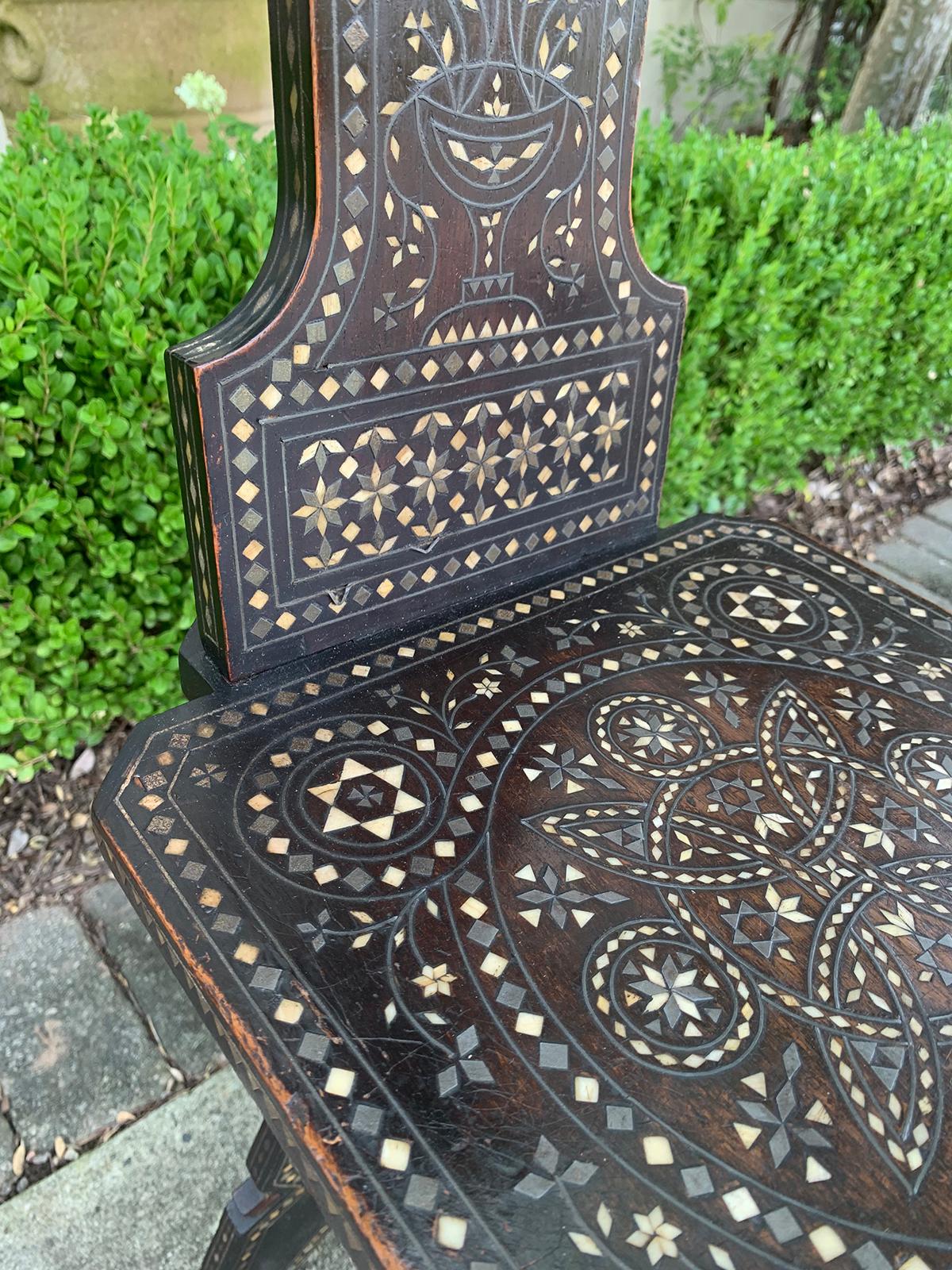 Late 19th Century Syrian Side Chair with Mother of Pearl Inlay 8
