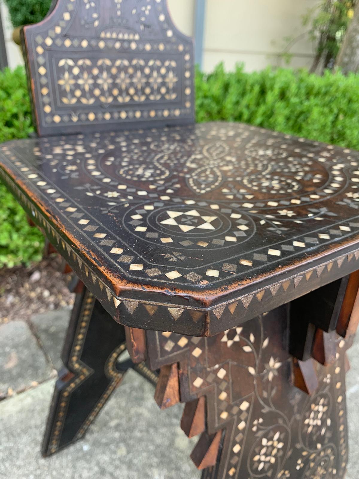 Late 19th Century Syrian Side Chair with Mother of Pearl Inlay 5