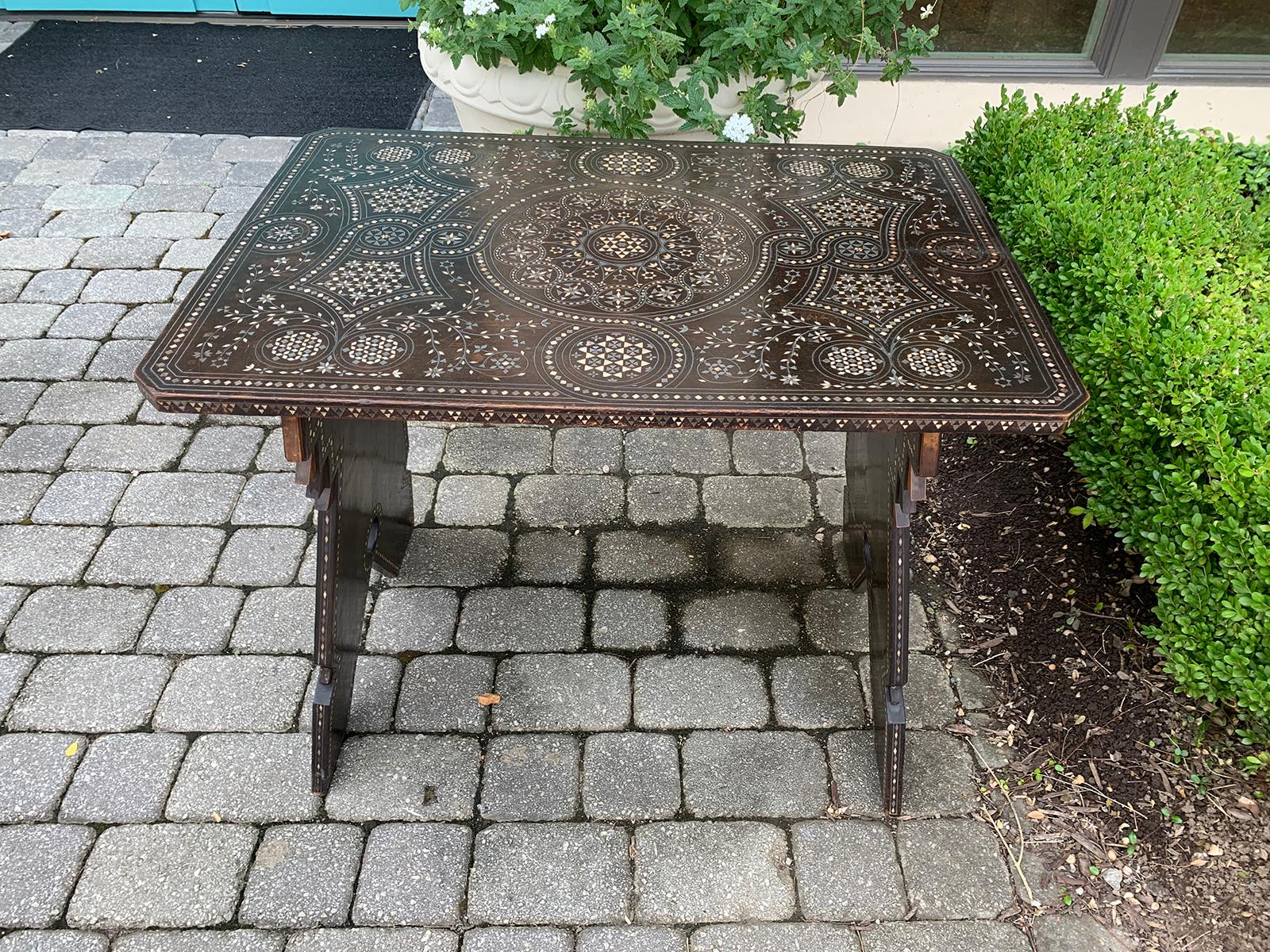 Late 19th Century Syrian Side Table or Tea Table with Mother of Pearl Inlay 8