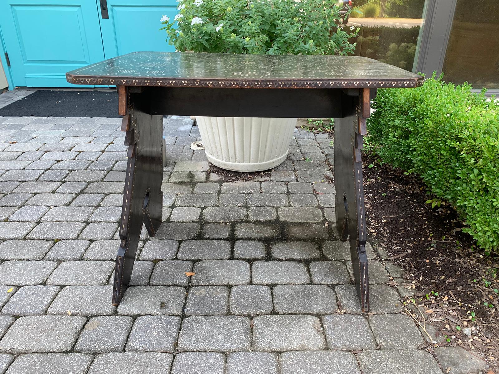 Late 19th century Syrian side table or tea table with mother of pearl inlay