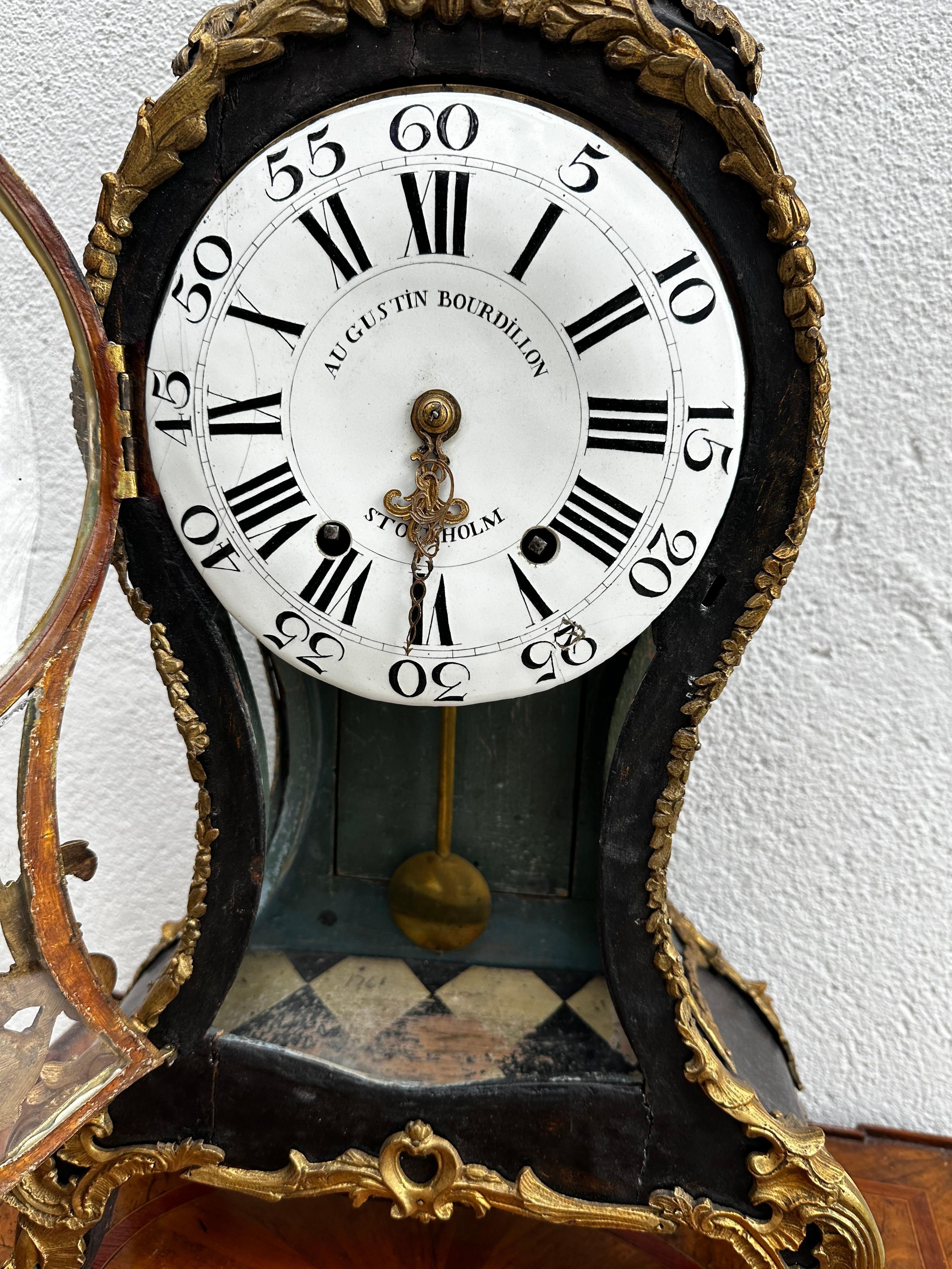 Late 19th Century table clock, made in Stockholm by Auguste Bourdillon For Sale 5