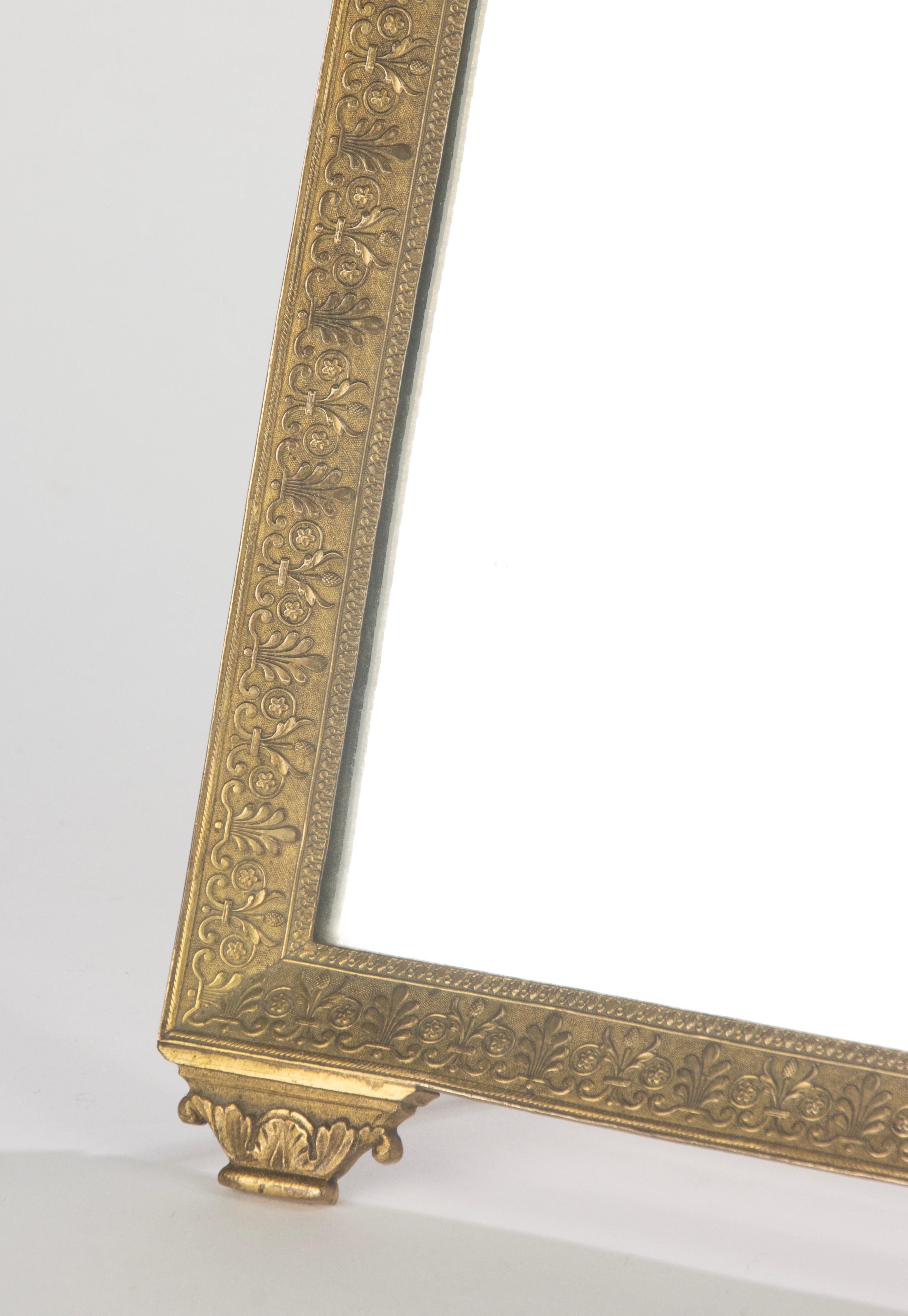 Brass Late 19th Century Table Mirror / Picture Frame - Empire Style - Gilt Bronze For Sale