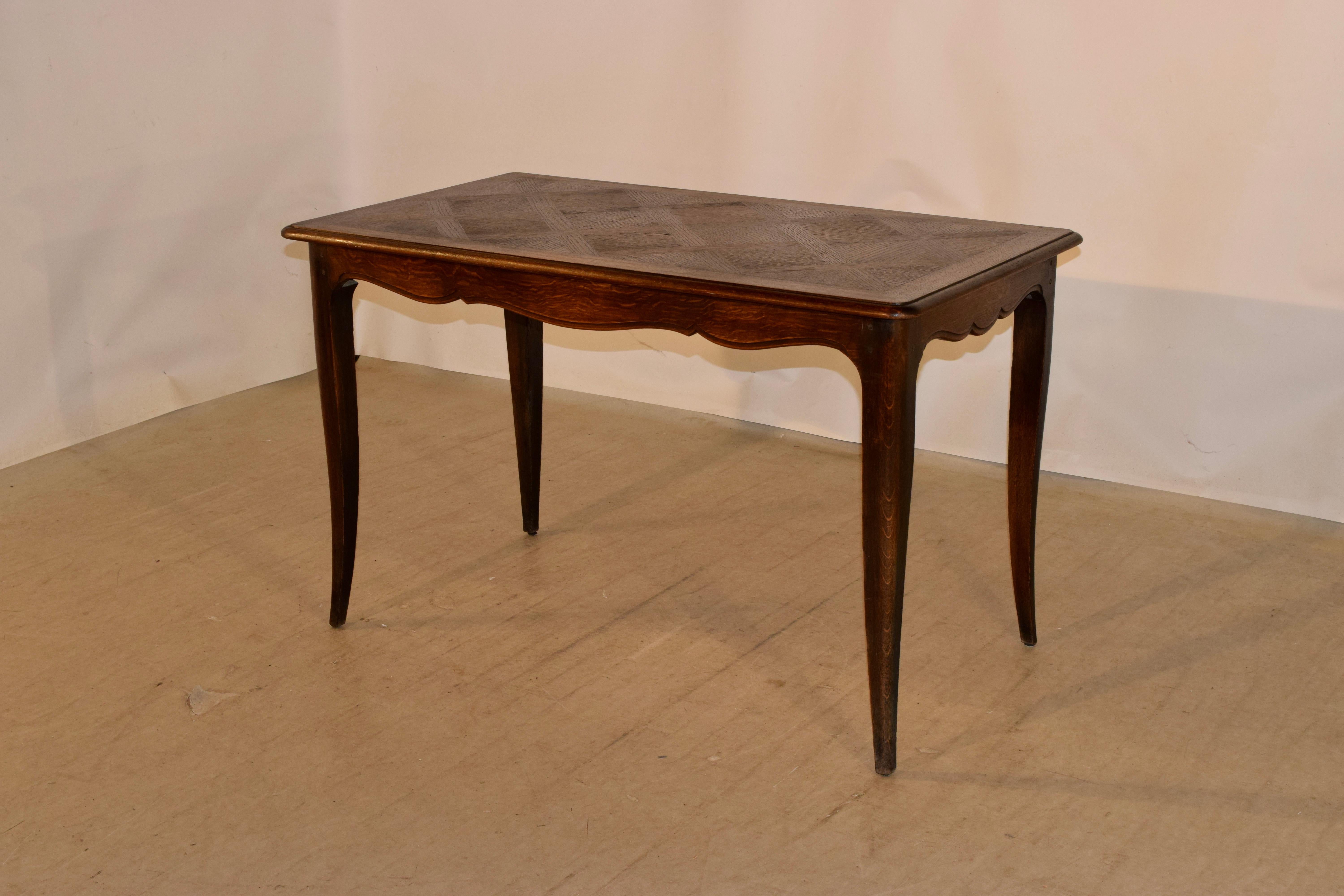 French Late 19th Century Table with Parquetry Top For Sale