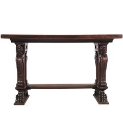 Late 19th Century Table, Writing Desk Hand Carved Walnut by Testolini & Salviati