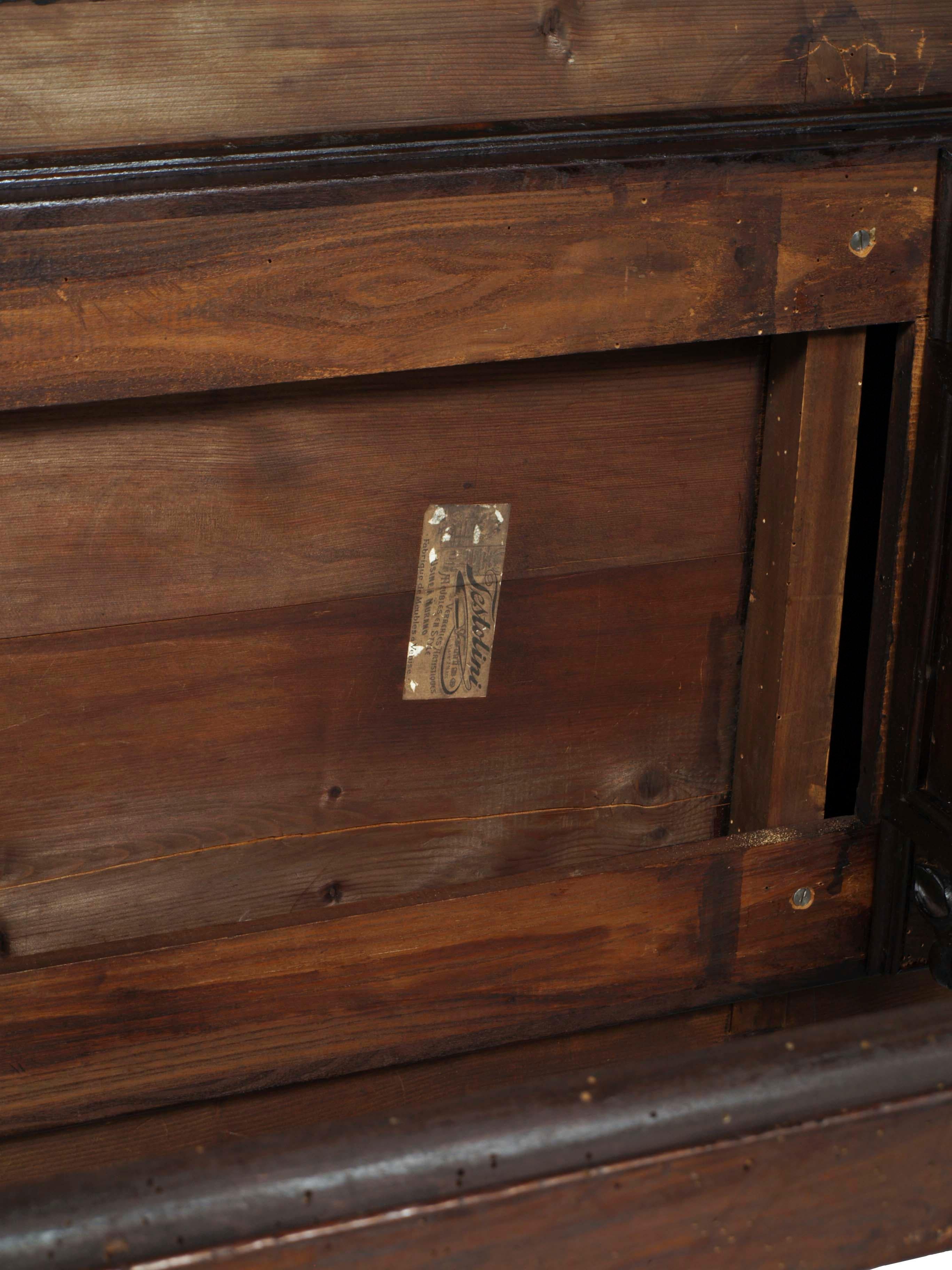 Late 19th Century Table, Writing Desk, Hand Carved Walnut, Testolini & Salviati For Sale 2