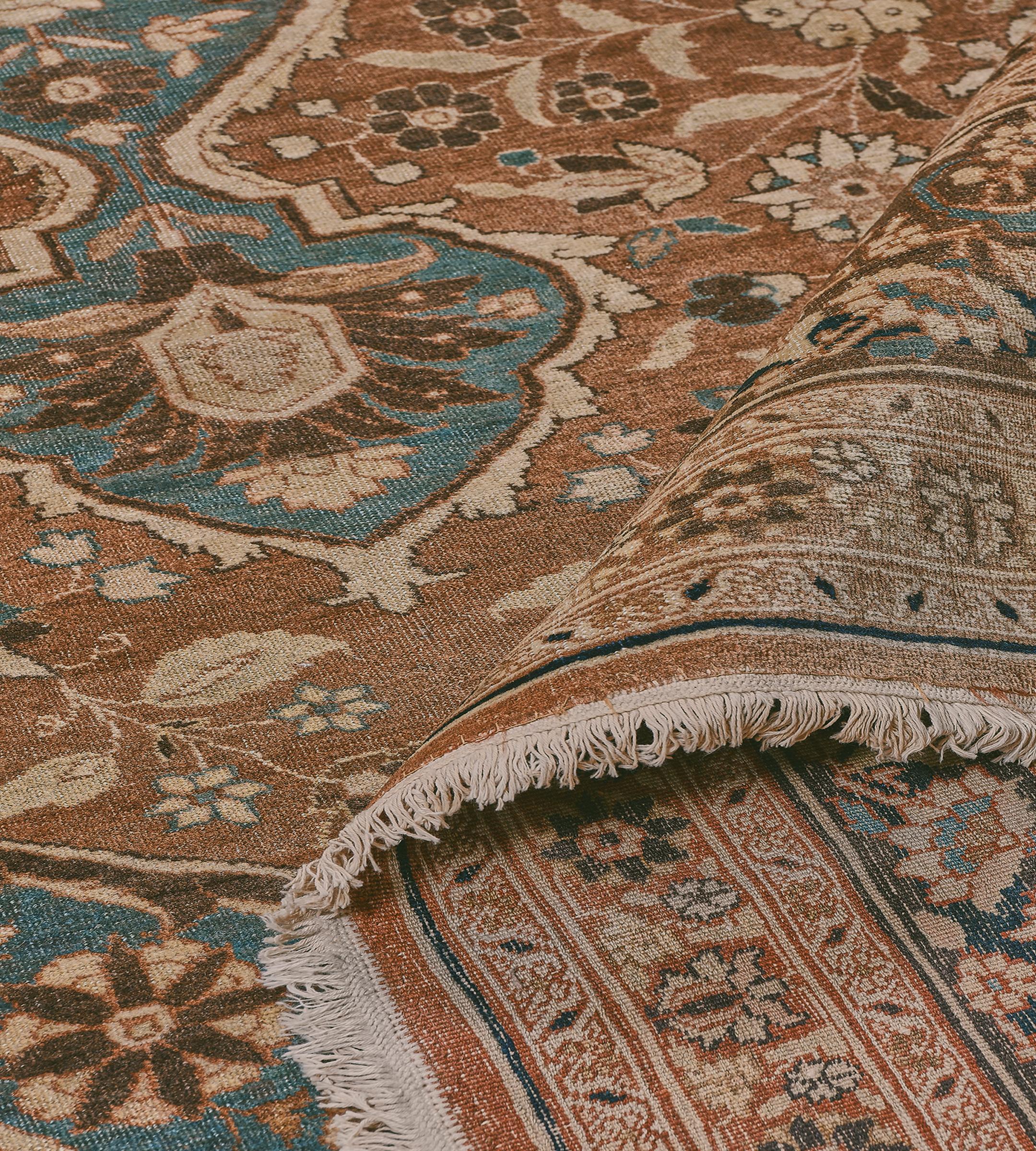 Alfombra Tabriz de finales del siglo XIX procedente del noroeste de Persia en venta 5