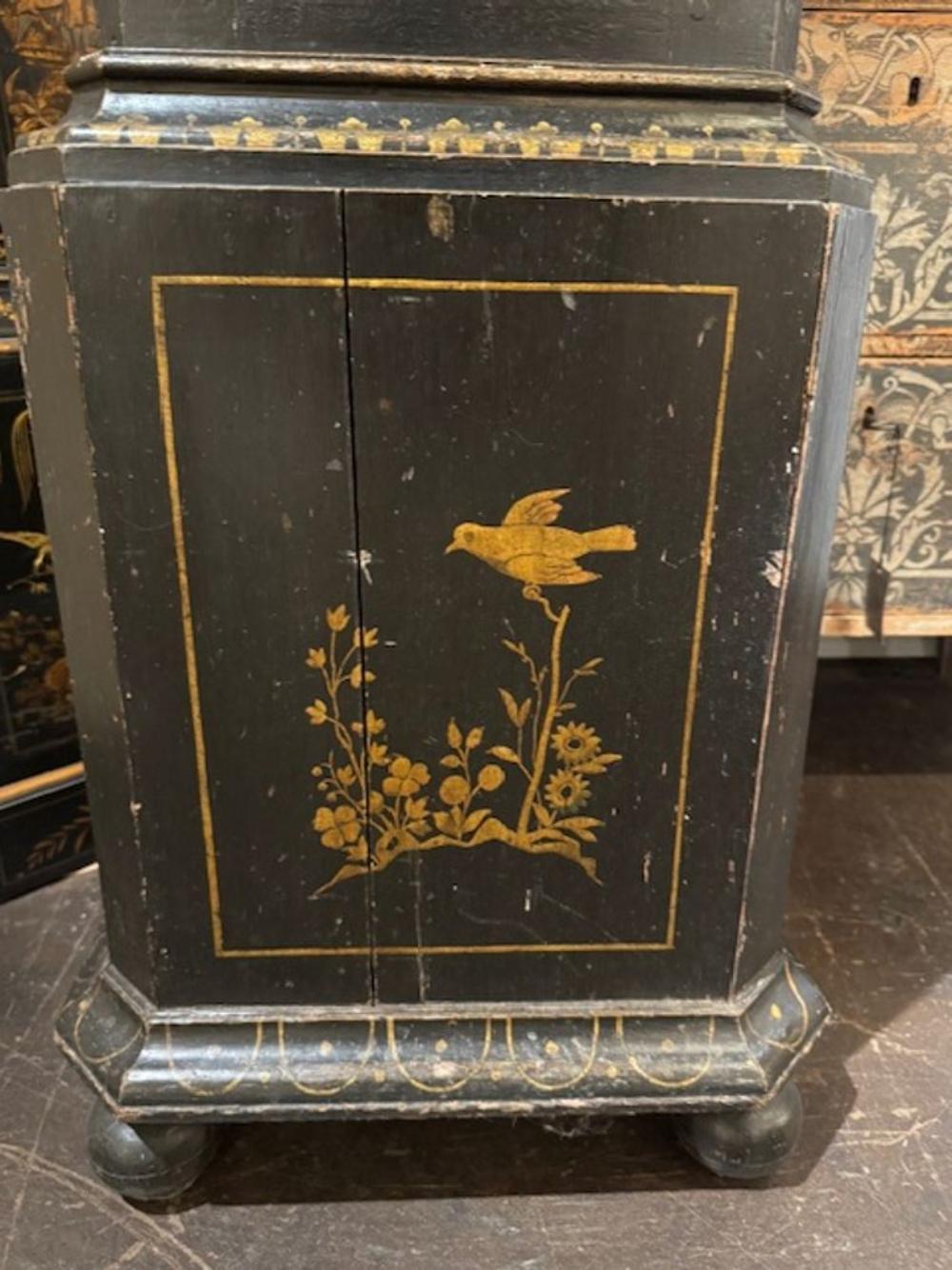 Late 19th Century Tall Case Grandfather Clock with Chinoiserie Design For Sale 1
