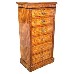 Late 19th Century Tall Satinwoodl Pedestal Chest of Drawers