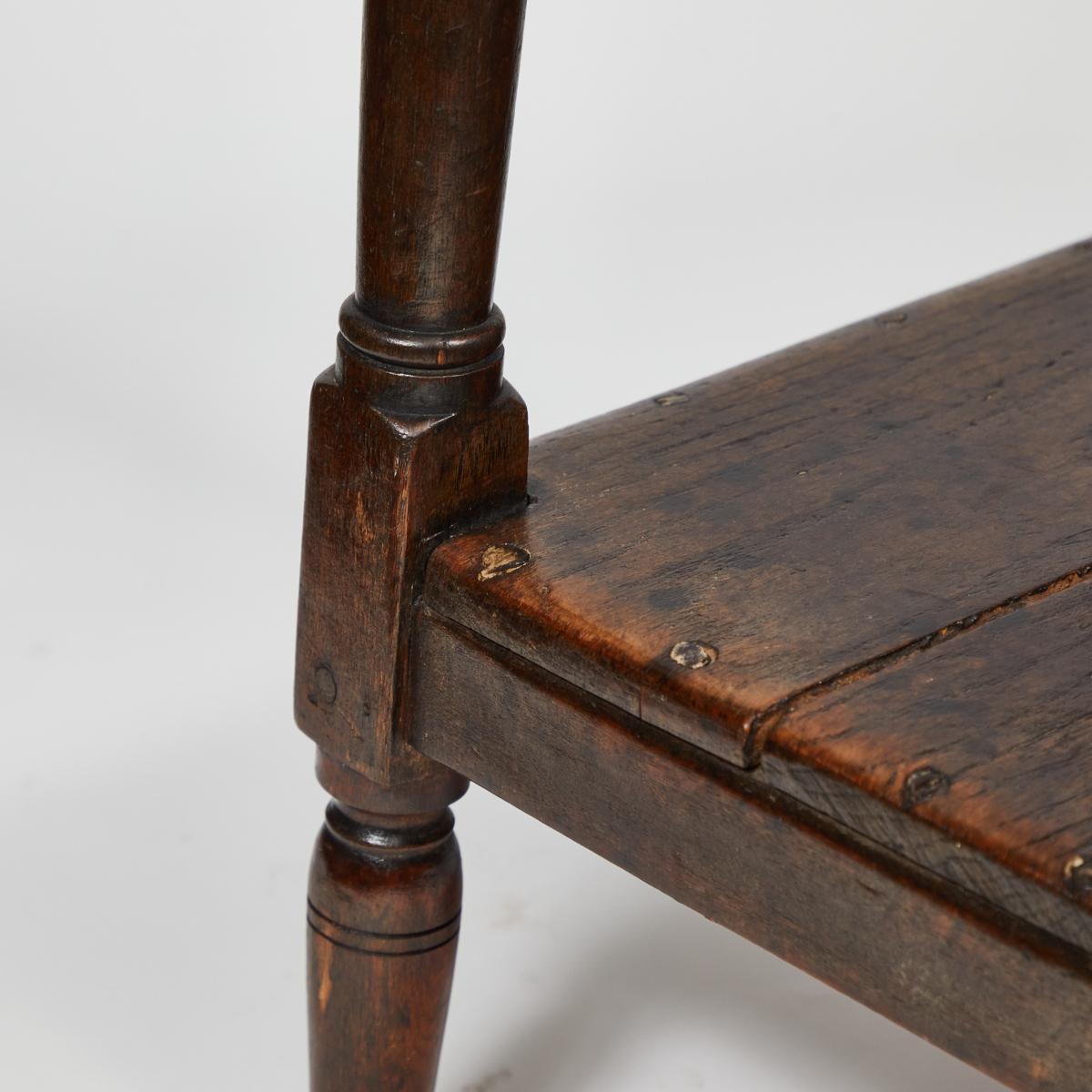 Late 19th Century Tall Upholstered English Stool with Bottom Shelf For Sale 2