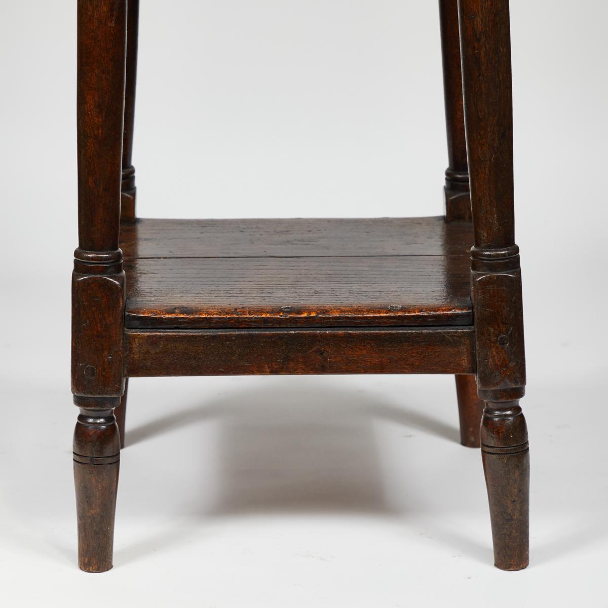 Late 19th Century Tall Upholstered English Stool with Bottom Shelf For Sale 3
