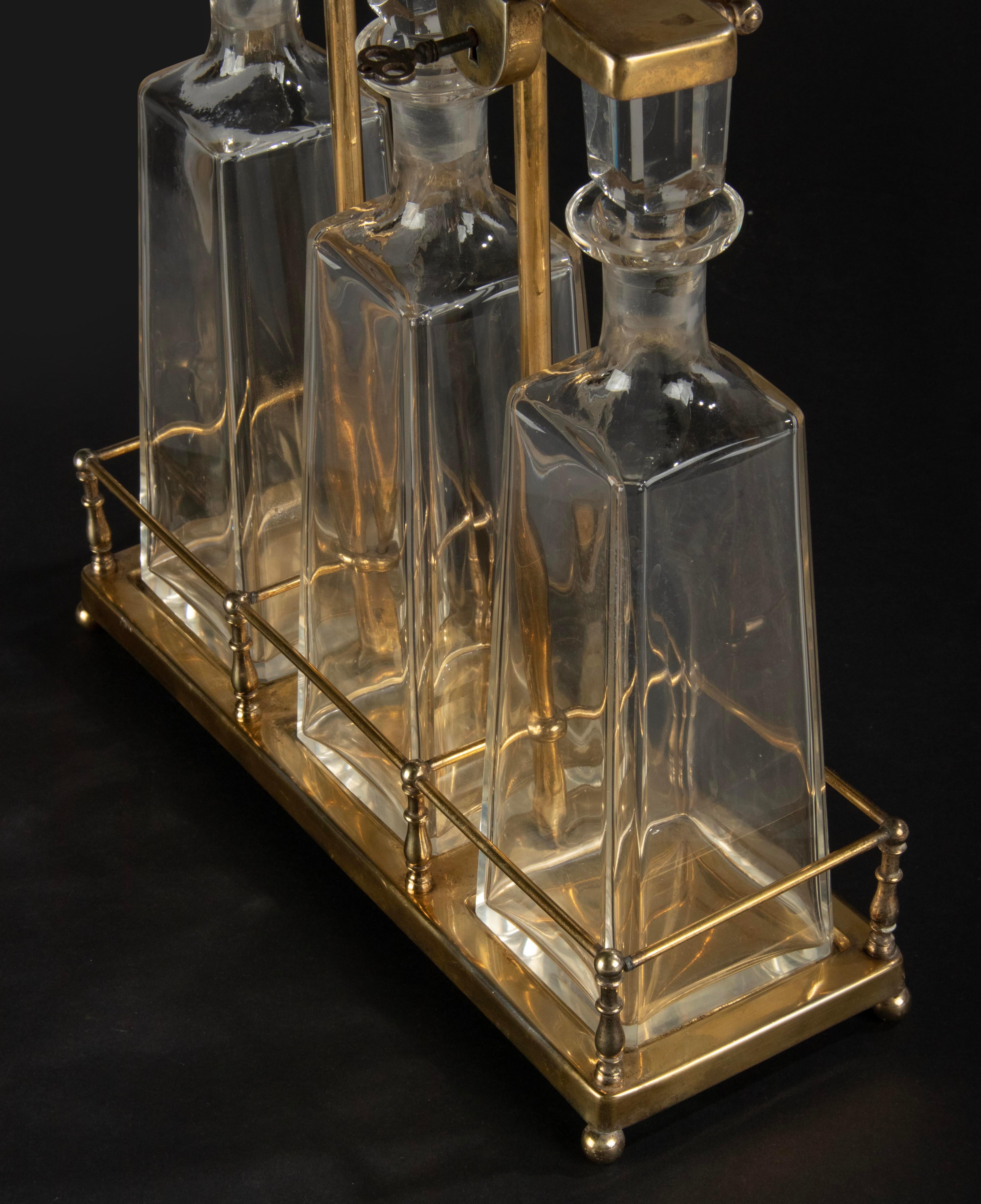 Late 19th Century Tantalus Liquor / Brandy Stand with Crystal Decanters 6