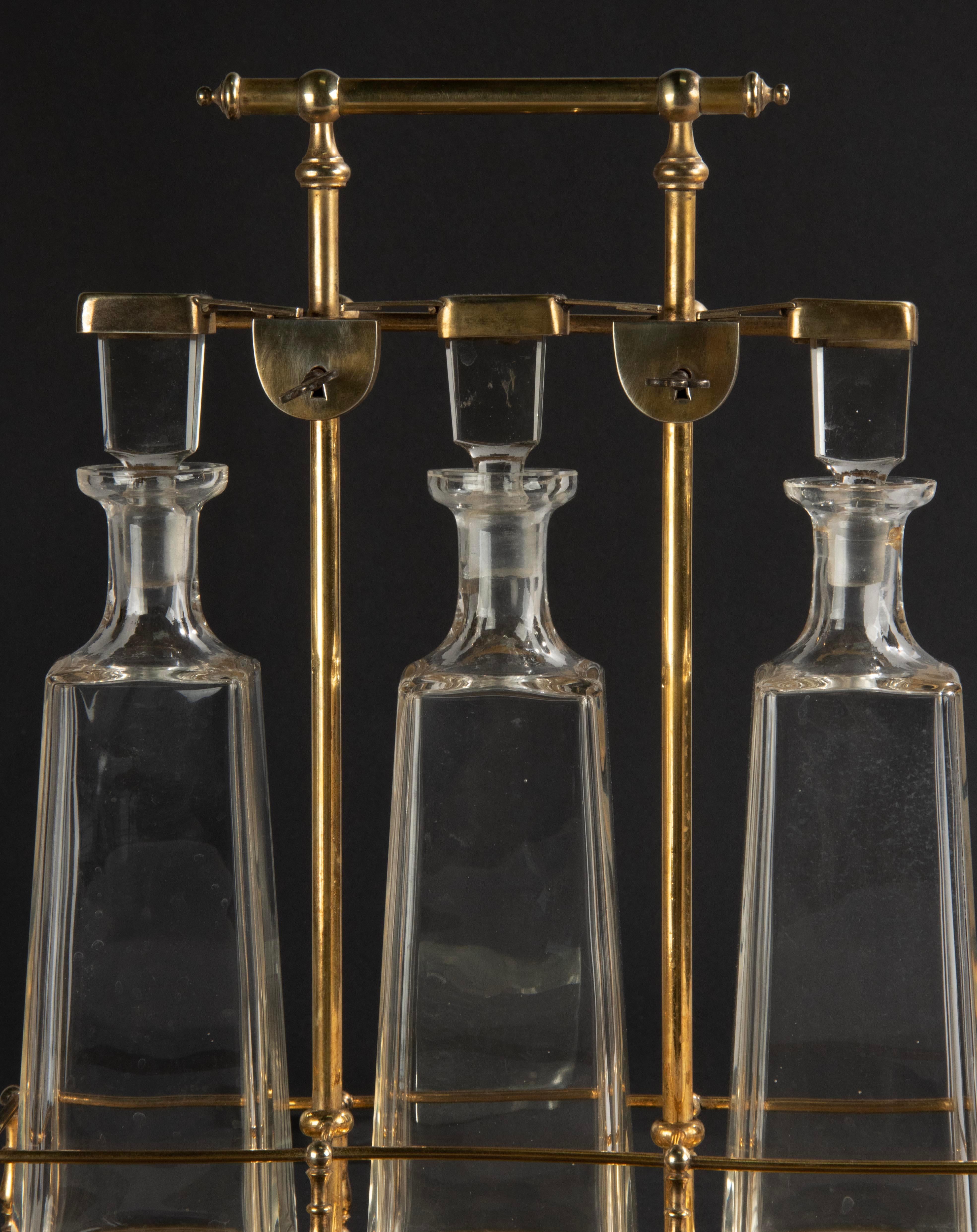 Late 19th Century Tantalus Liquor / Brandy Stand with Crystal Decanters 11