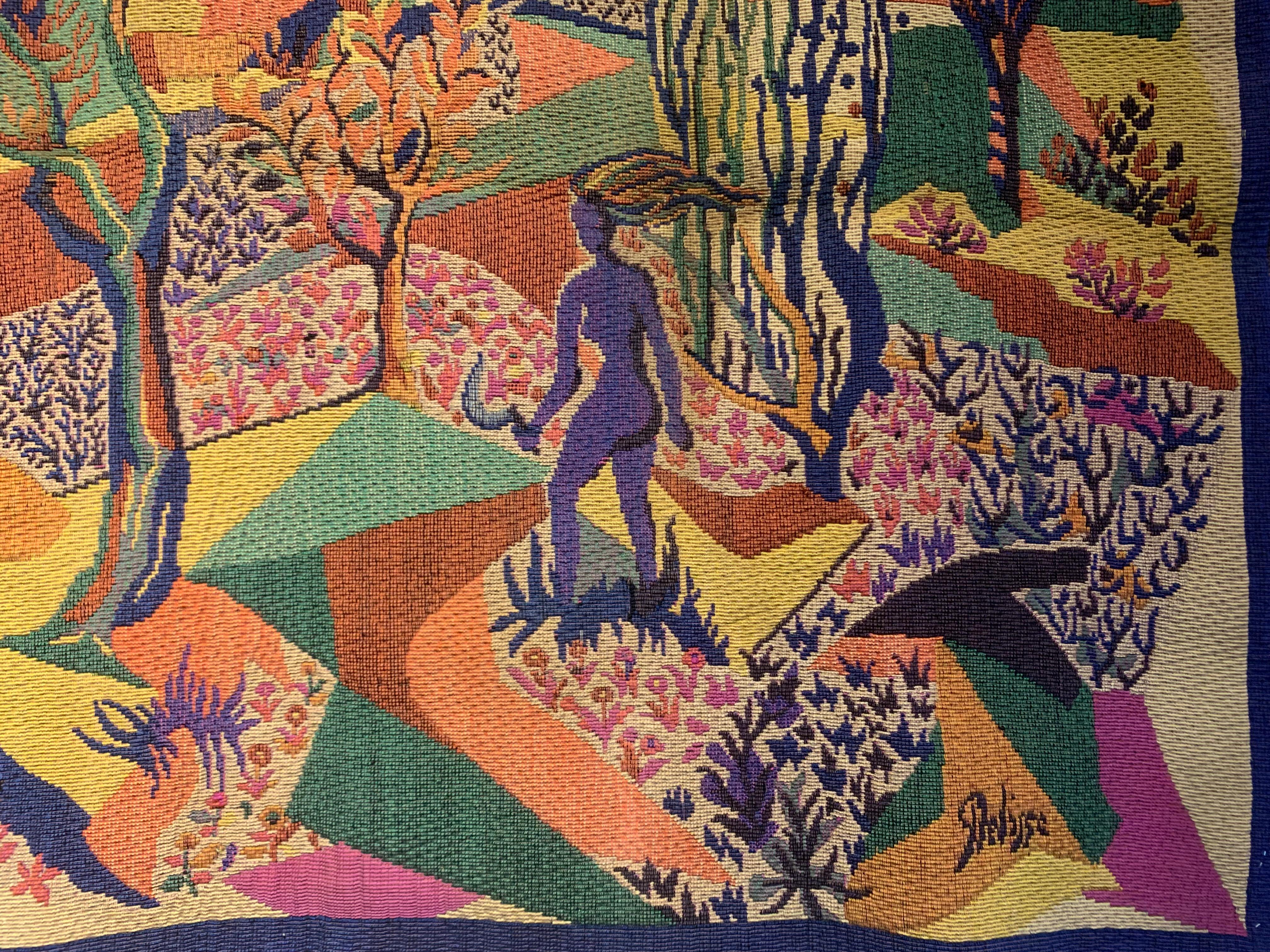 Woven Late-19th Century Tapestry “La Druidesse ” Signed  For Sale