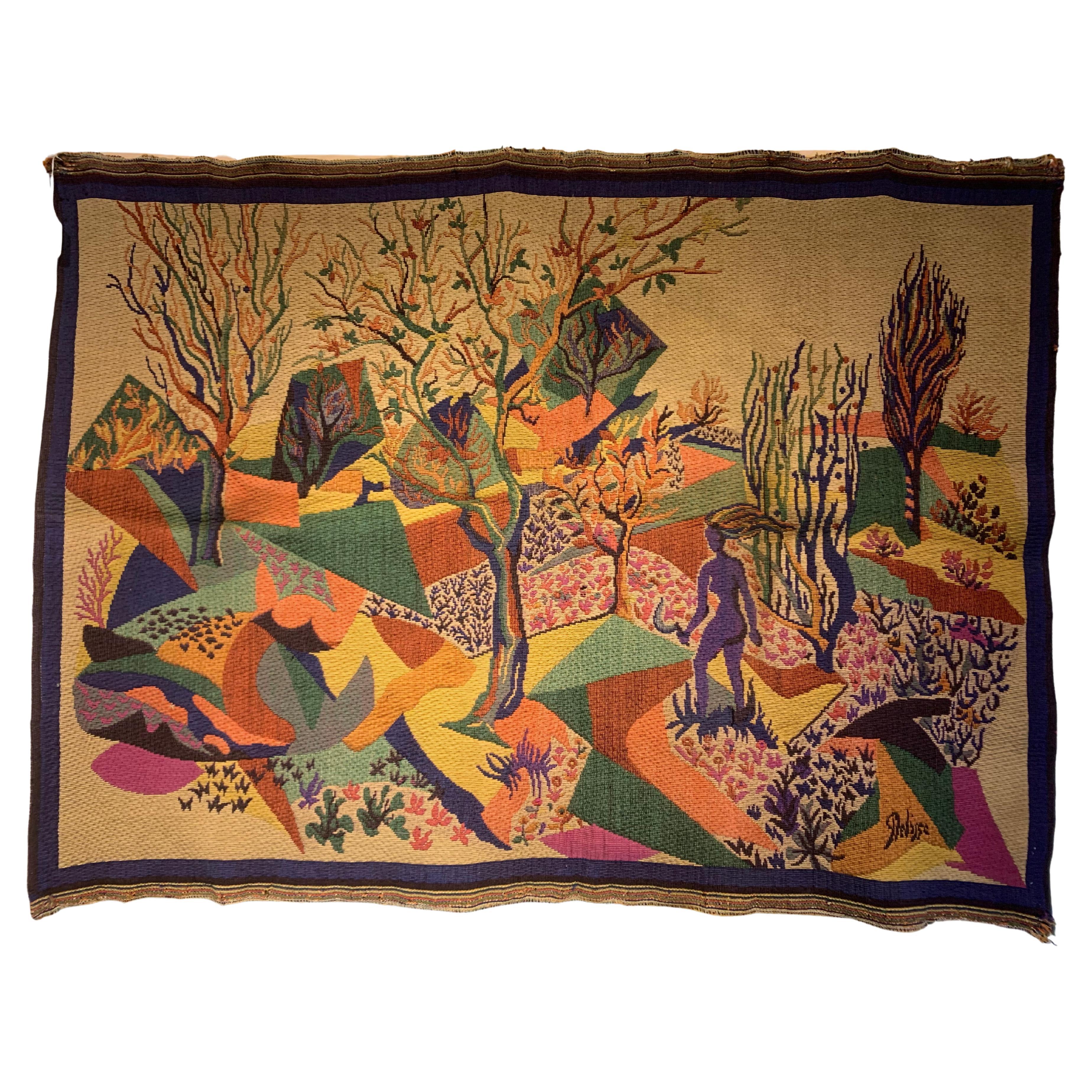 Late-19th Century Tapestry “La Druidesse ” Signed  For Sale