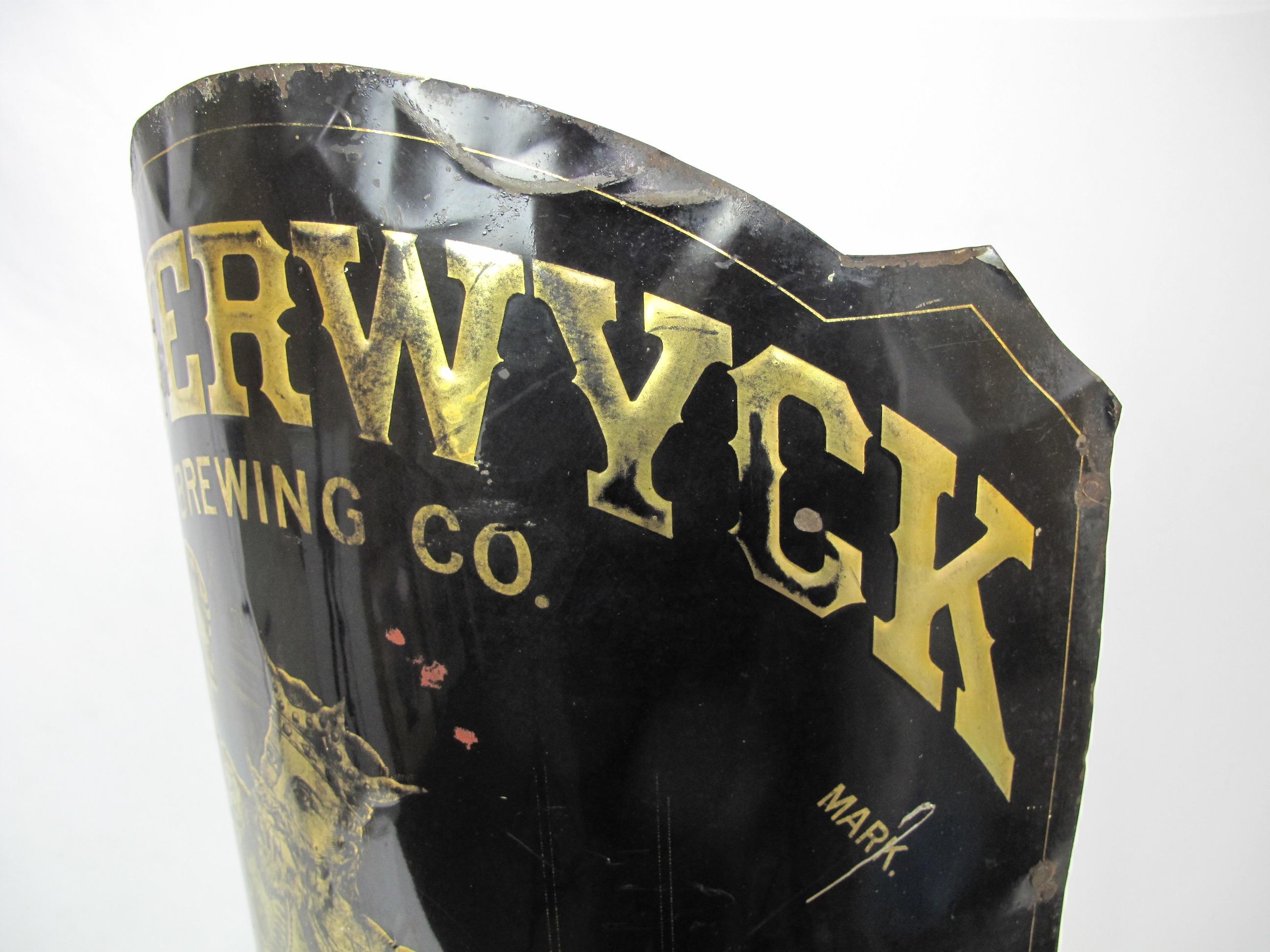 Late 19th Century Tavern Corner Sign Beverwyck Brewing King Gambrinus Albany NY  For Sale 1