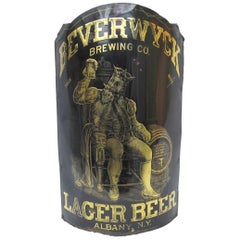 Antique Late 19th Century Tavern Corner Sign Beverwyck Brewing King Gambrinus Albany NY