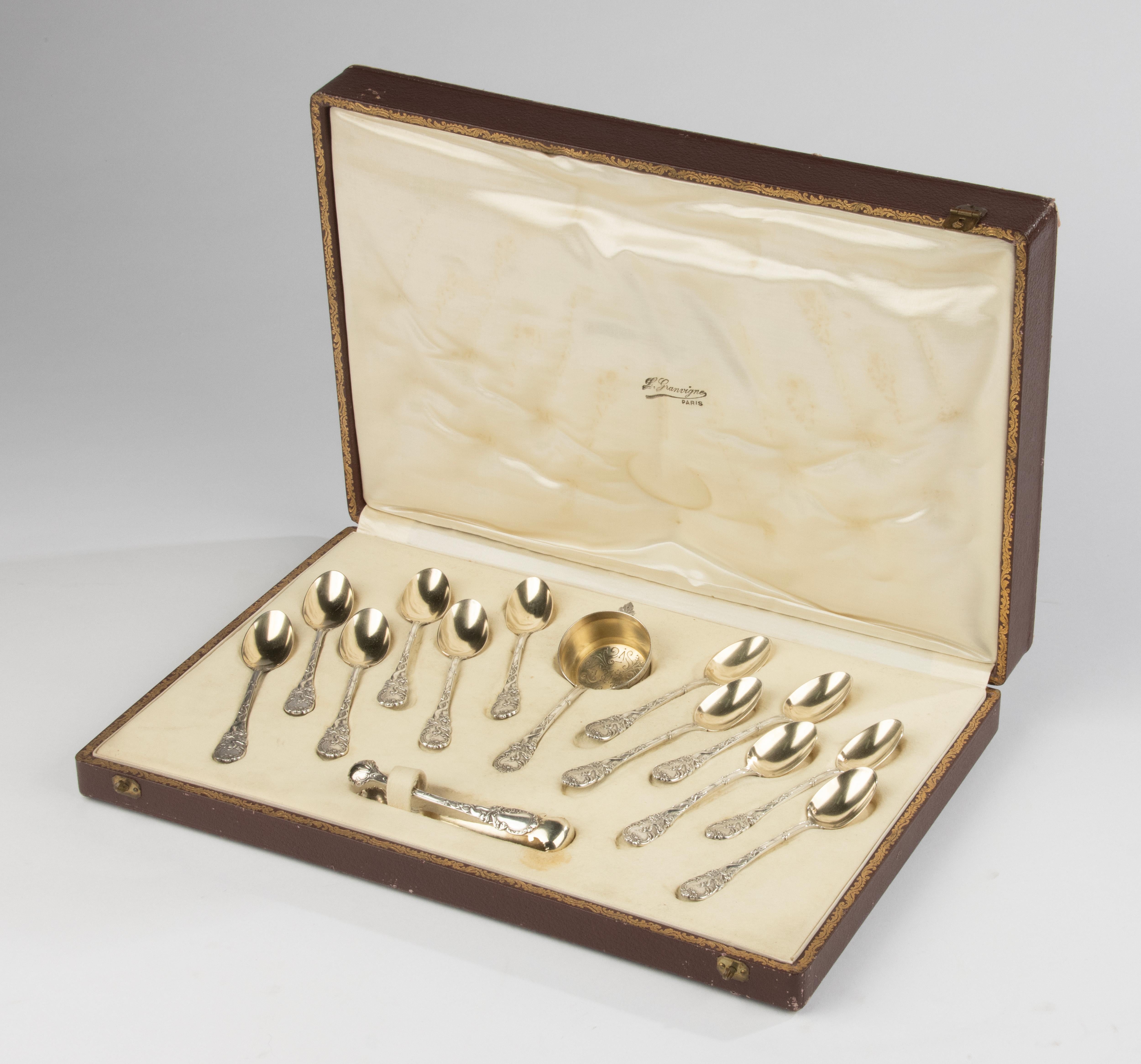Belle Époque Late 19th Century Tea Spoon Set - Sterling Silver - Gaston Bardiés Paris For Sale