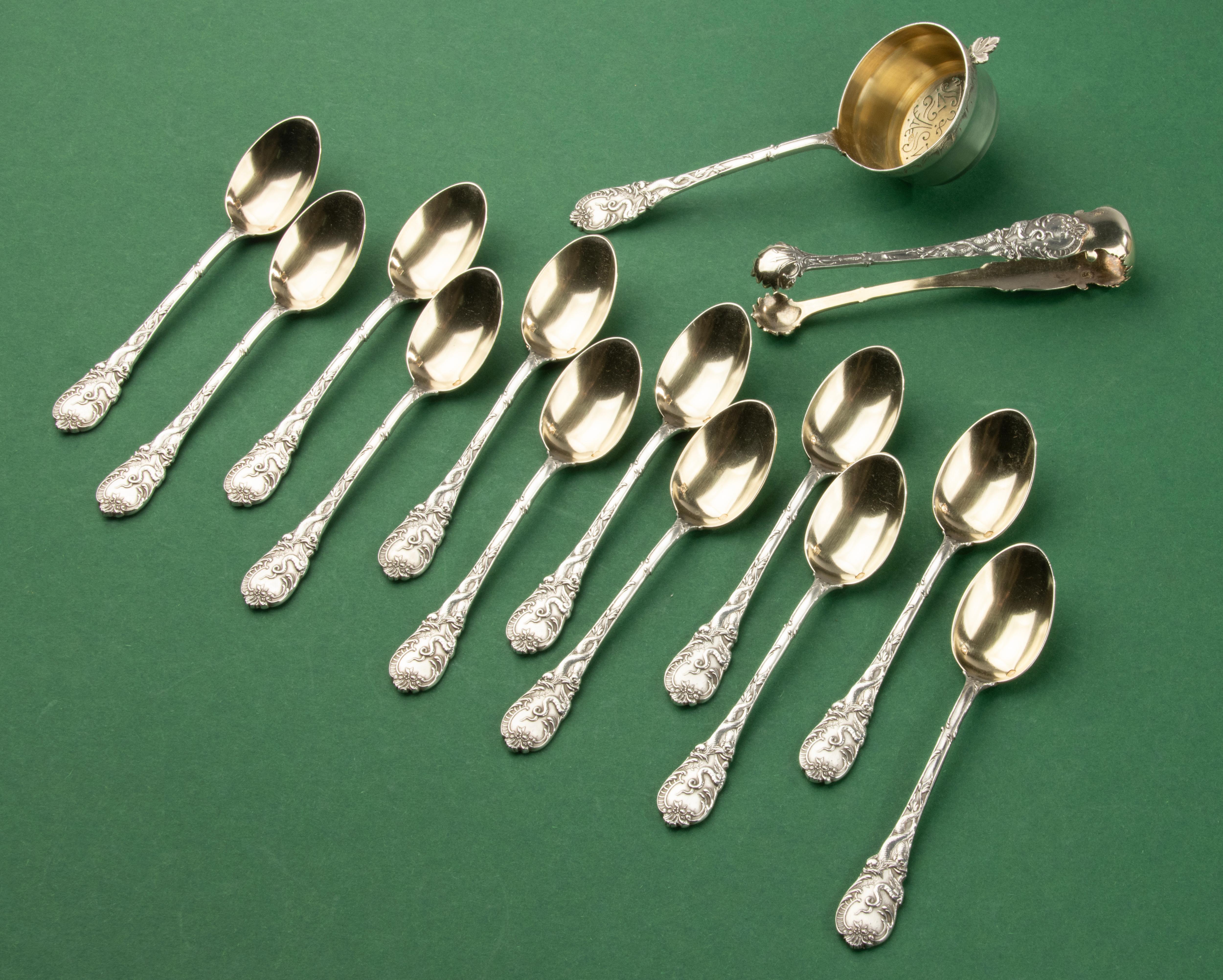 Late 19th Century Tea Spoon Set - Sterling Silver - Gaston Bardiés Paris In Good Condition For Sale In Casteren, Noord-Brabant