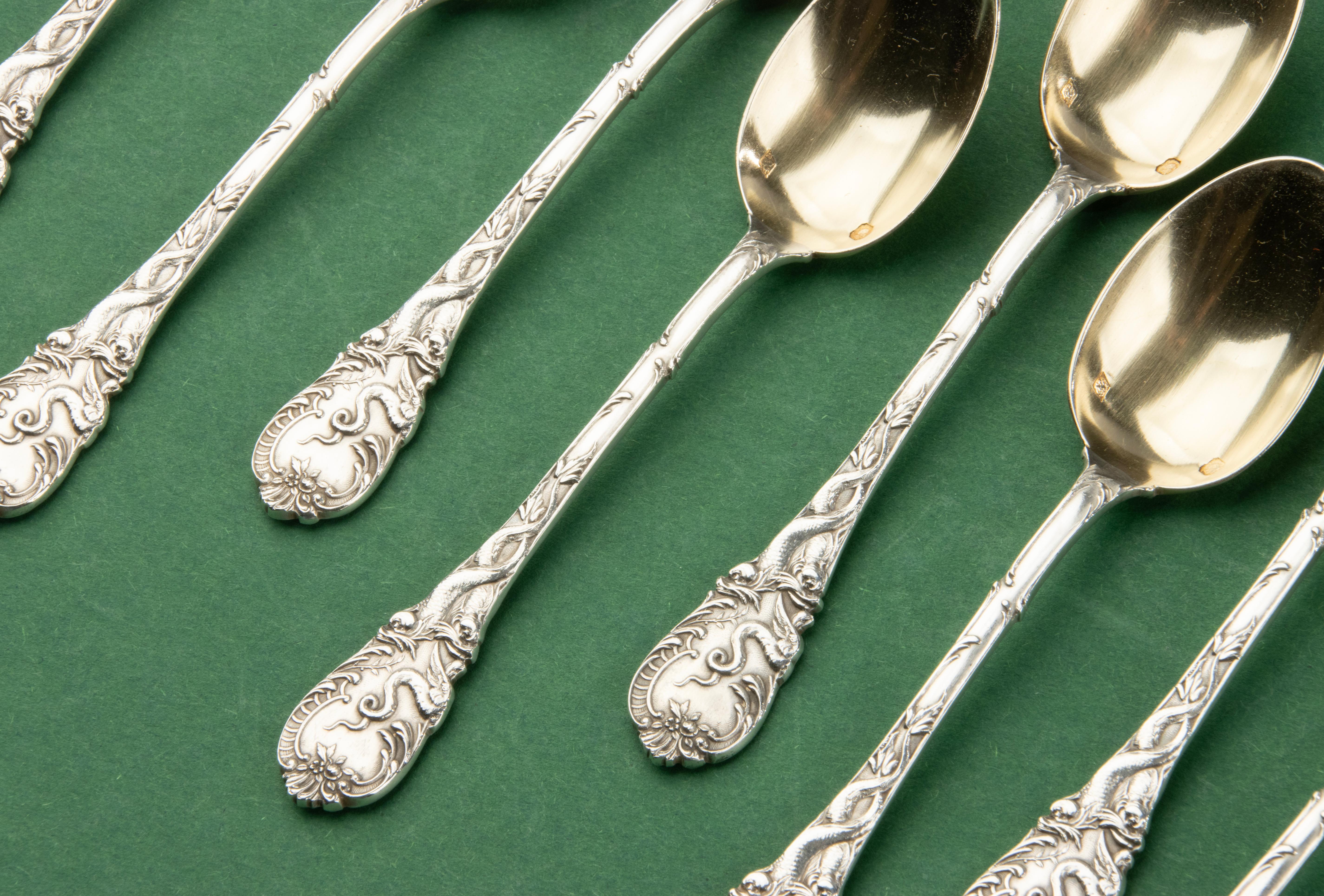Late 19th Century Tea Spoon Set - Sterling Silver - Gaston Bardiés Paris For Sale 2