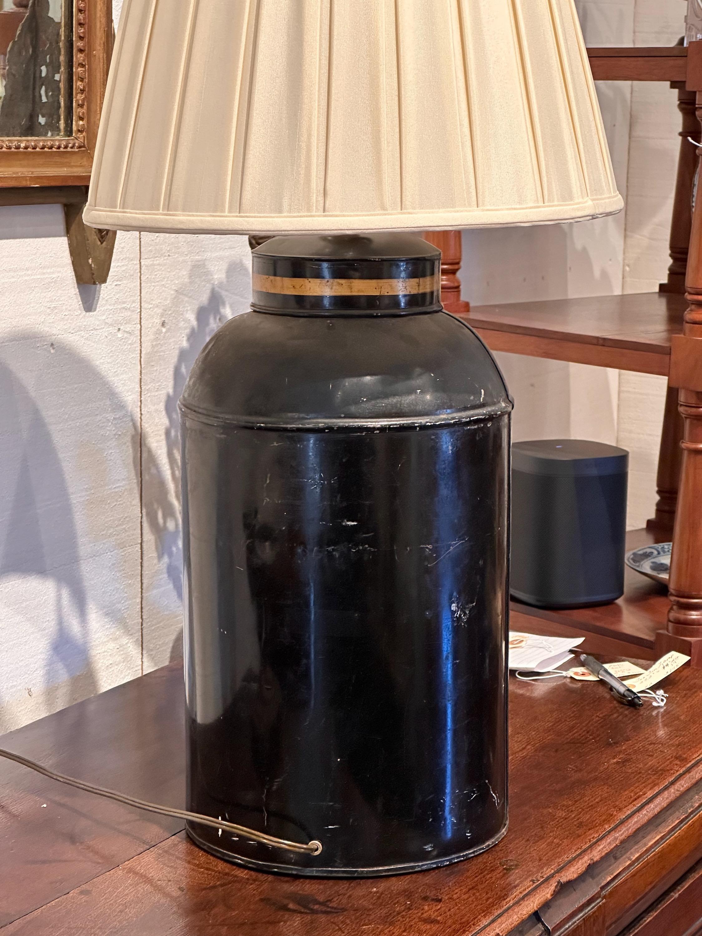 British Late 19th Century Tea Tin Lamp For Sale