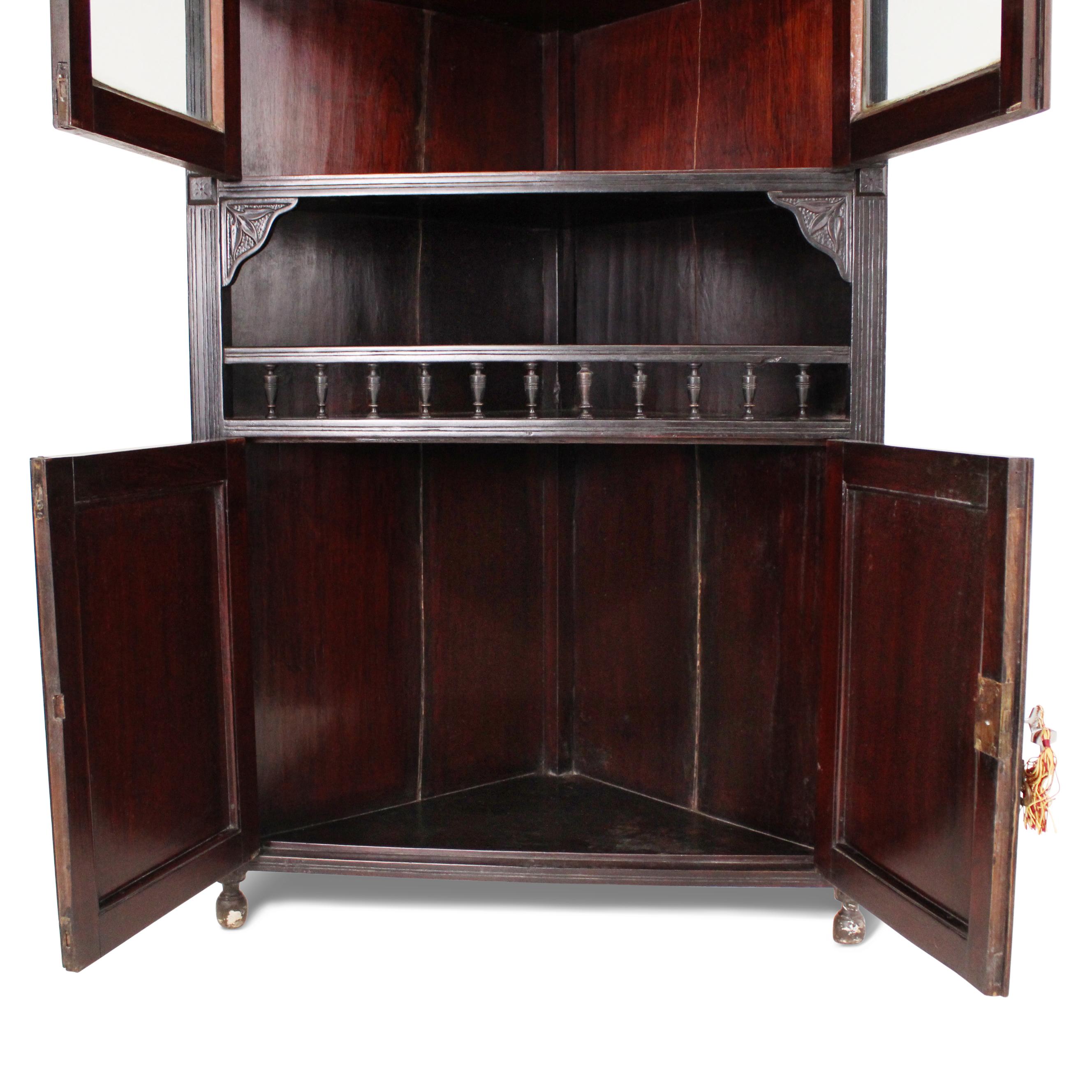 Late 19th Century Teak Corner Cabinet From an Indian Palace 2