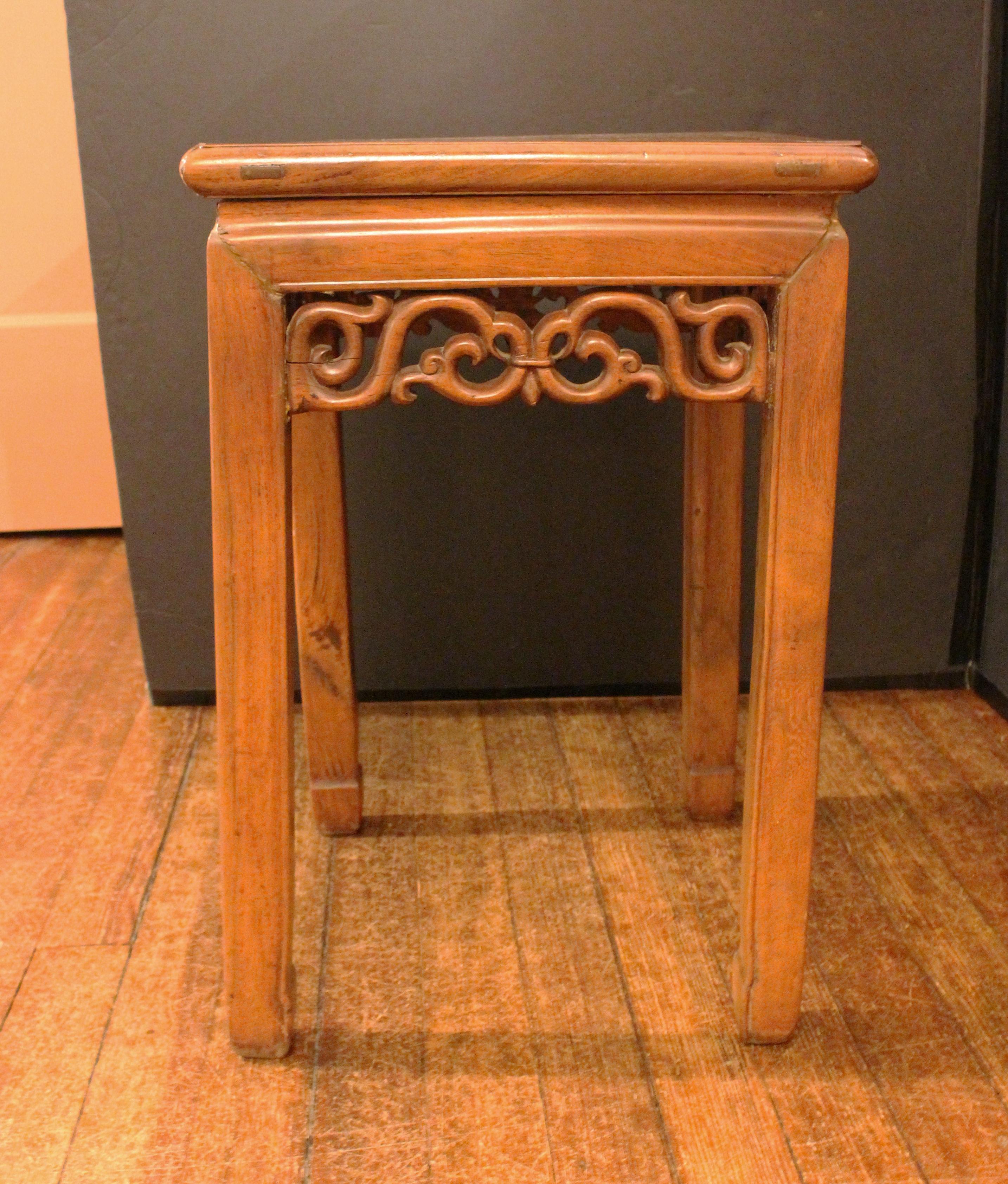 Chinese Export Late 19th Century Teak Taboret Table For Sale