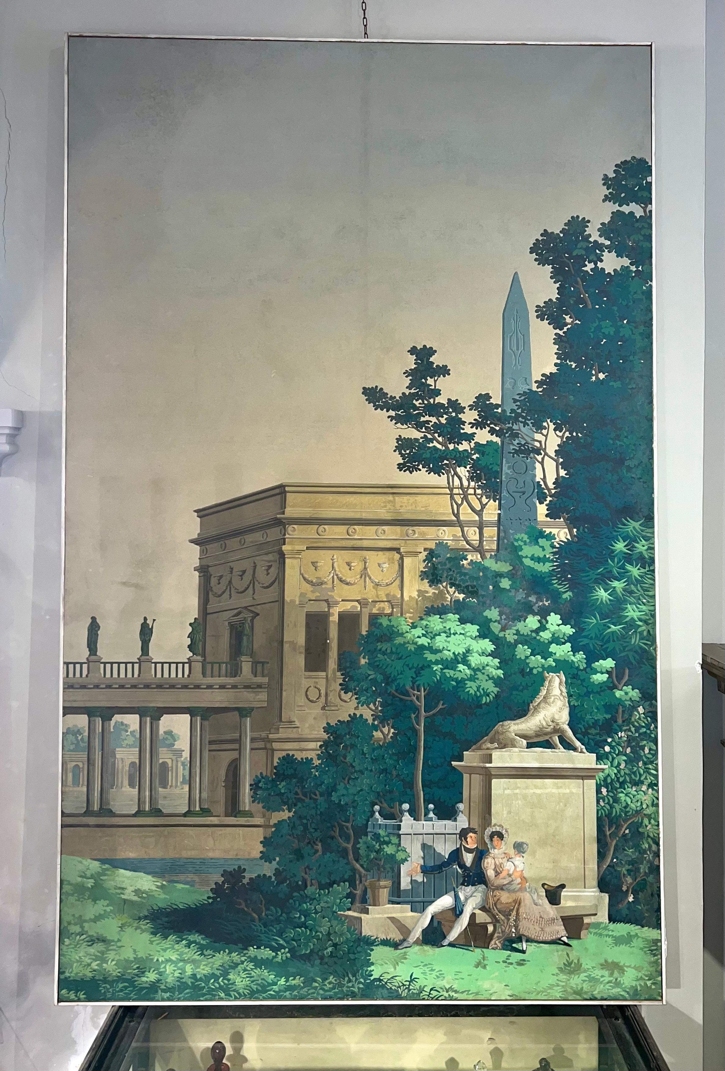 Late 19th Century Tempera on Paper Architectural Landscape For Sale 4