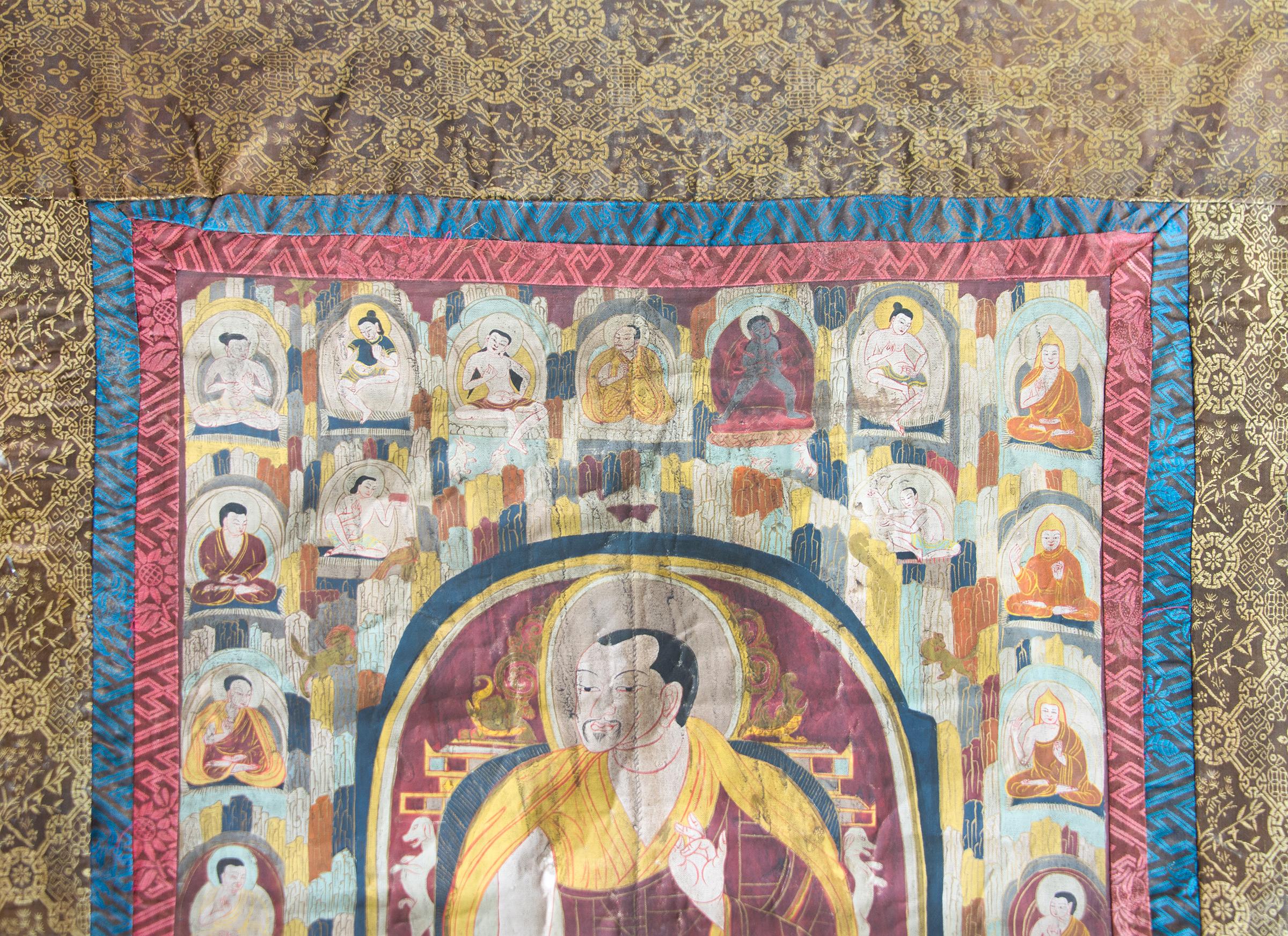 Late 19th Century Thangka with the Portrait of a Tibetan Monk  For Sale 5