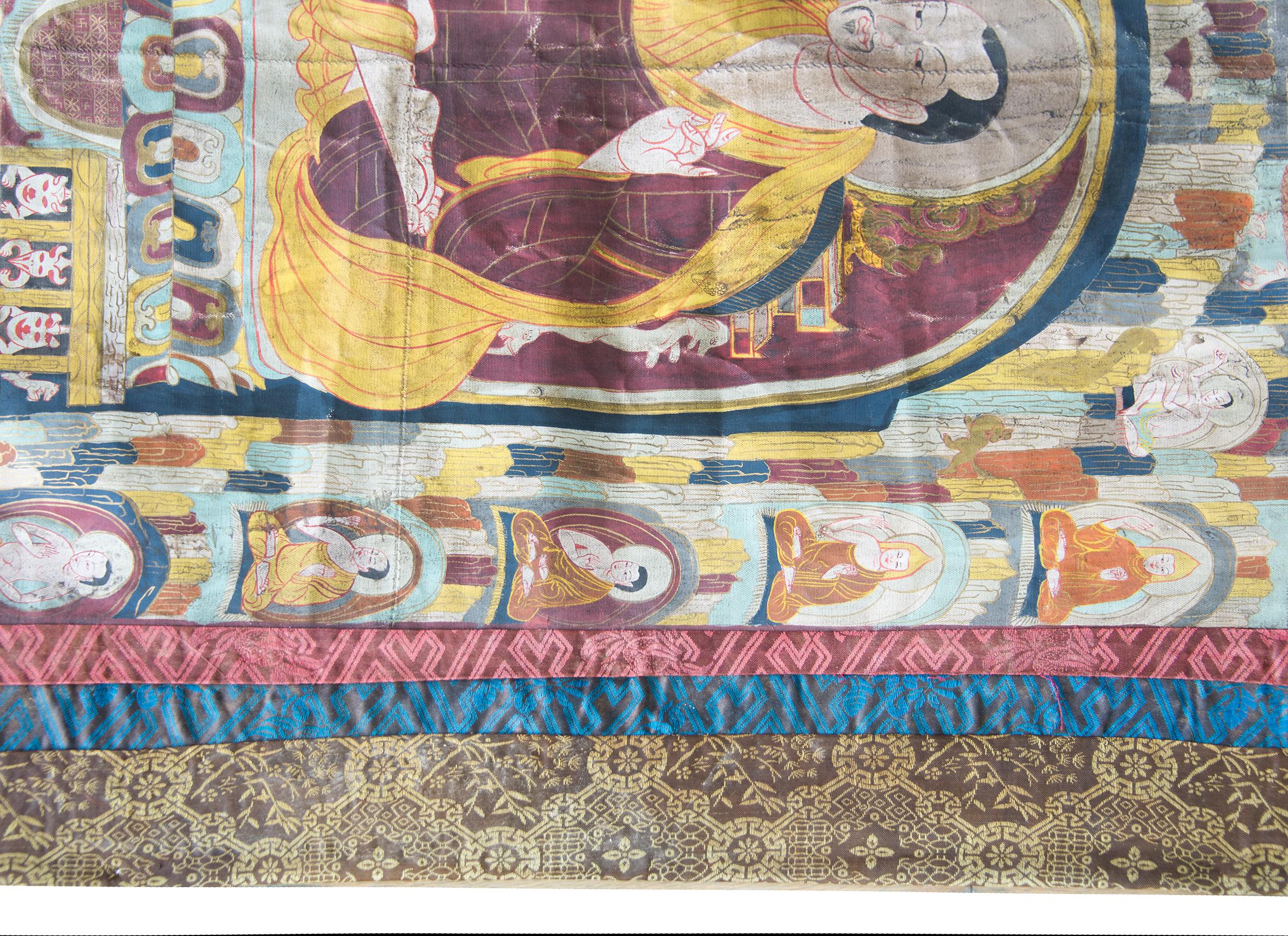 Hand-Painted Late 19th Century Thangka with the Portrait of a Tibetan Monk  For Sale