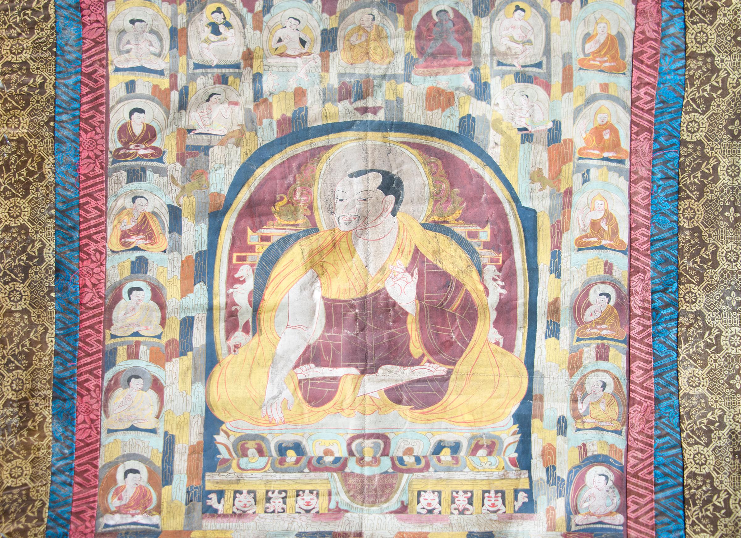 Late 19th Century Thangka with the Portrait of a Tibetan Monk  For Sale 3