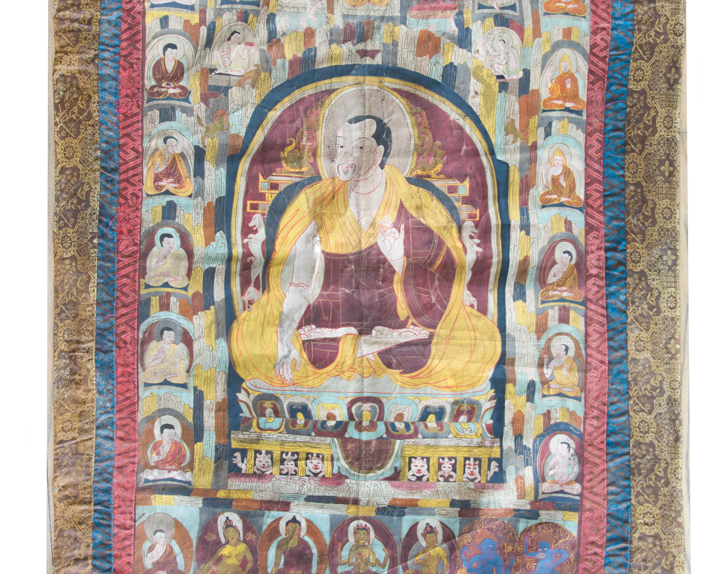 Late 19th Century Thangka with the Portrait of a Tibetan Monk  For Sale 4