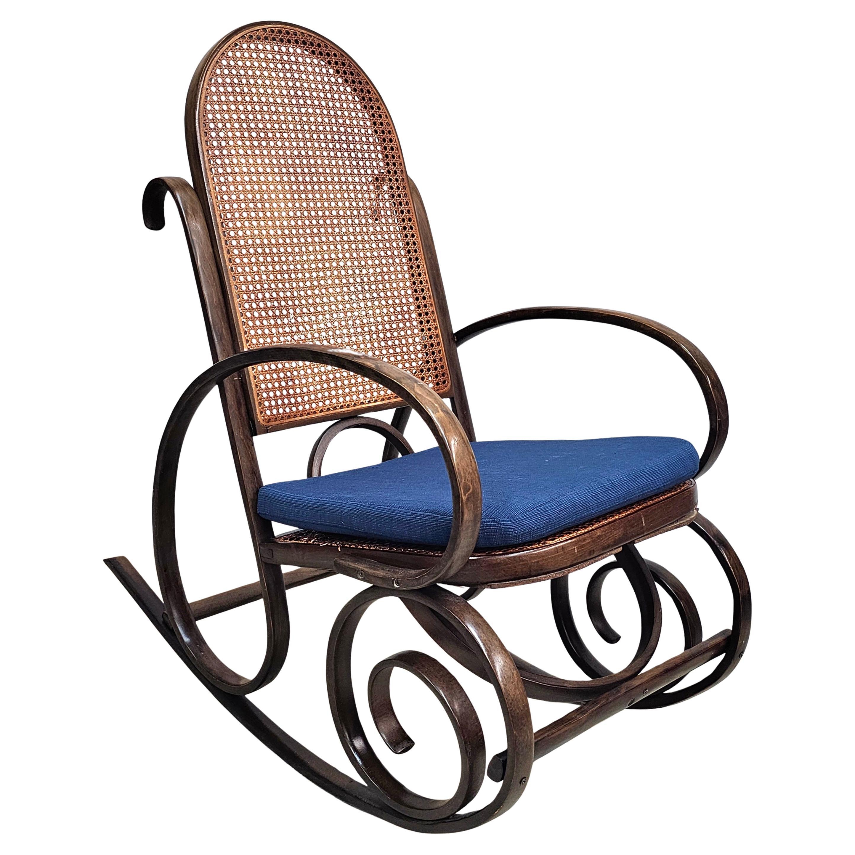 Late 19th Century Thonet #21 Bentwood and Cane Seat Arm Rocking Chair