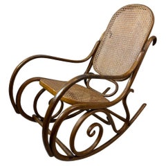Late 19th century Thonet Beech and Cane Rocking Chair, 1890s